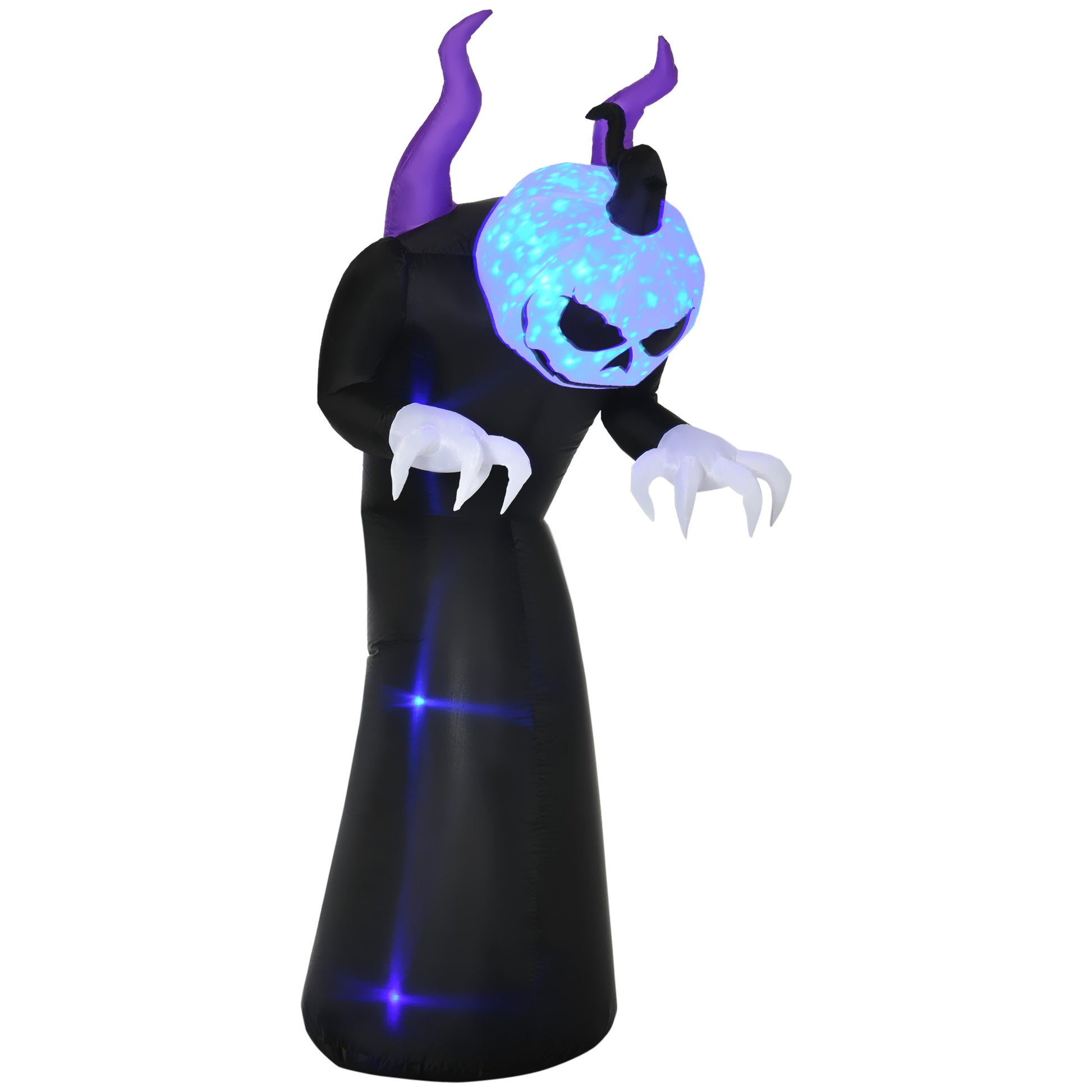 Outsunny 7ft Inflatable Halloween Ghost with Horns, Blow-Up Outdoor LED Display with Flame Effect for Garden, Lawn, Party, Holiday Default Title
