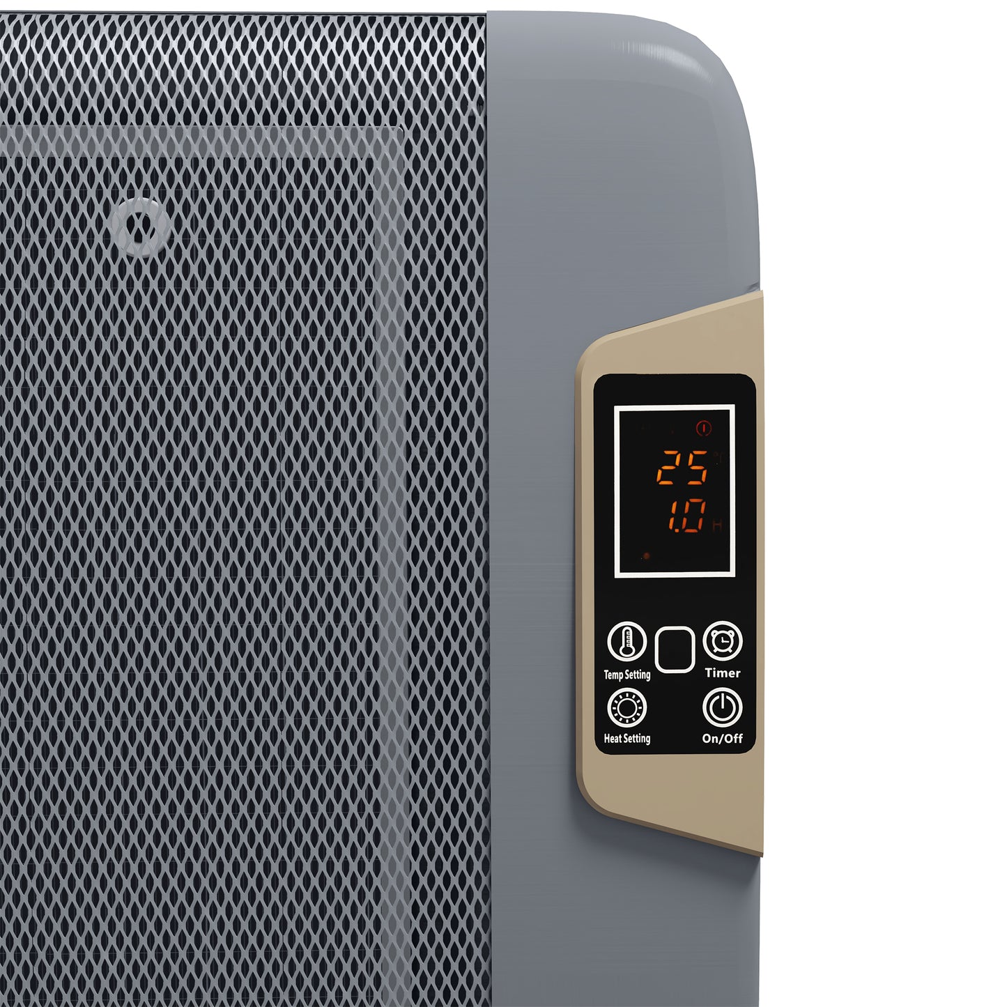 HOMCOM Mica Electric Space Heater, Portable Heater for Home with 2 Heat Settings, Living Room, Study, Garage, Adjustable Temperature 18-30Â°C, 1000W/2000W, Grey