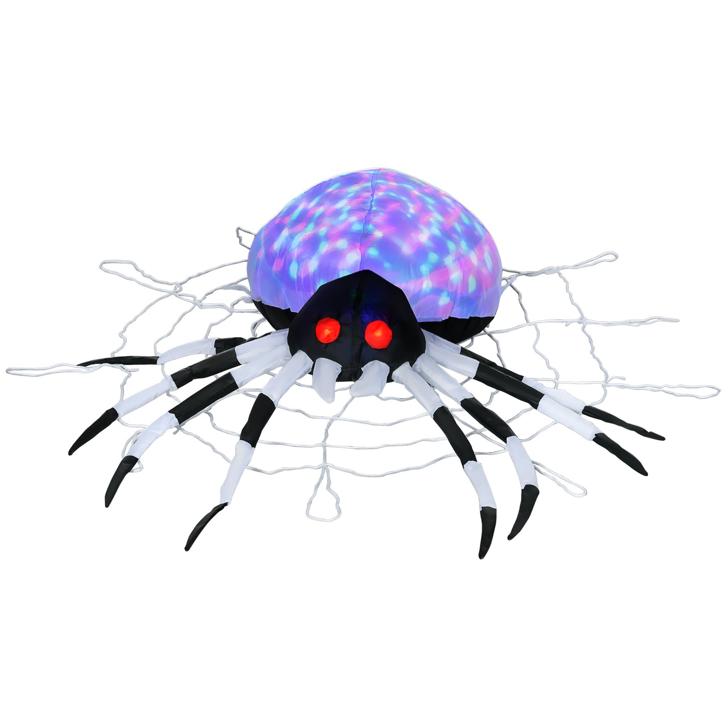 HOMCOM 5FT Long Halloween Inflatable Spider, Hanging Giant Spider with Colourful LED Light, Blow-Up Outdoor LED Garden Display for Lawn, Party Default Title