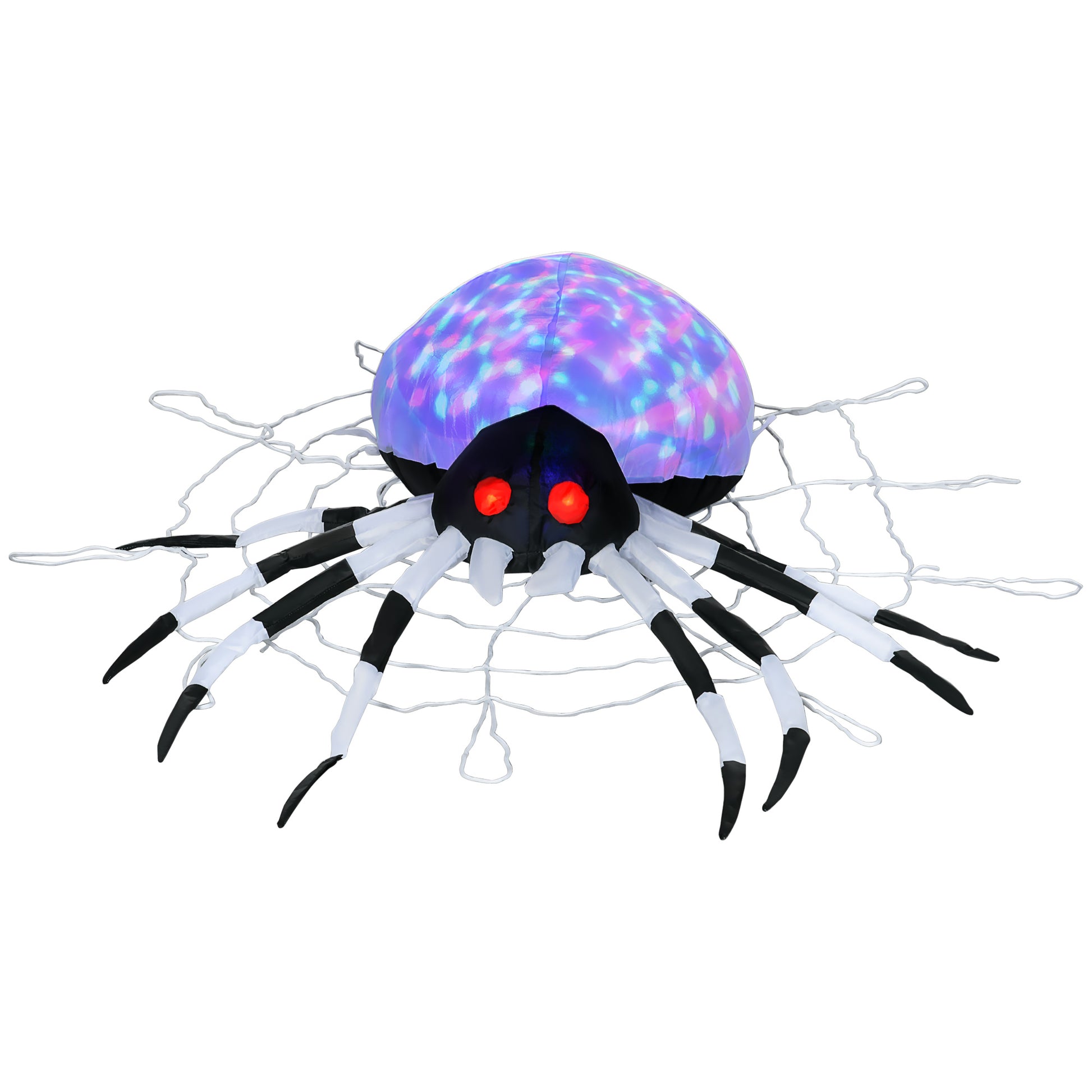 HOMCOM 5FT Long Halloween Inflatable Spider, Hanging Giant Spider with Colourful LED Light, Blow-Up Outdoor LED Garden Display for Lawn, Party Default Title
