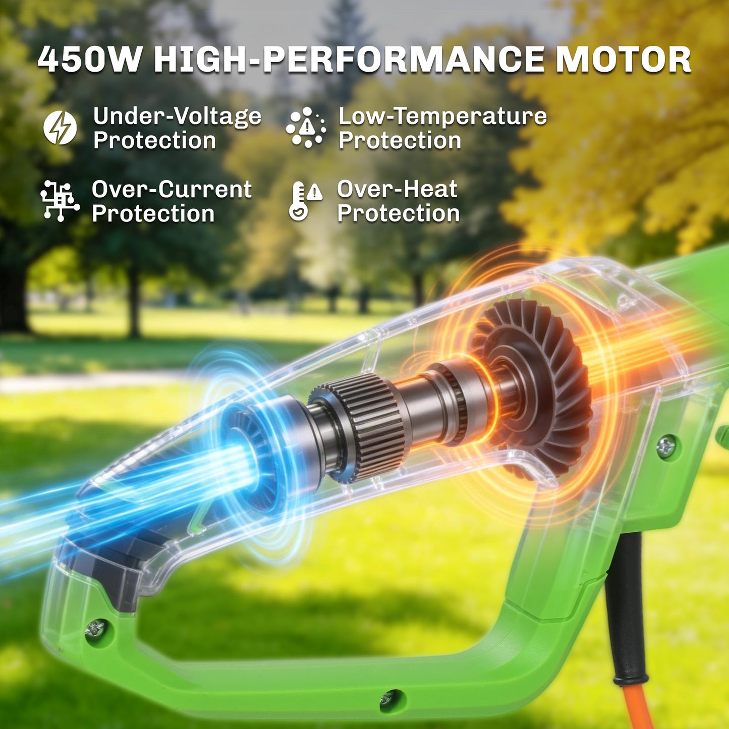 Outsunny 2.6m Corded Extendable Hedge Trimmer with 90Â° Adjustable Head, 450W Telescopic Electric Hedge Cutter Long Reach
