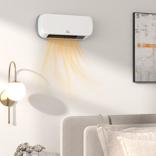 HOMCOM 2000W Wall Mounted Ceramic Space Heater, 10-49Â°C Temperature, White