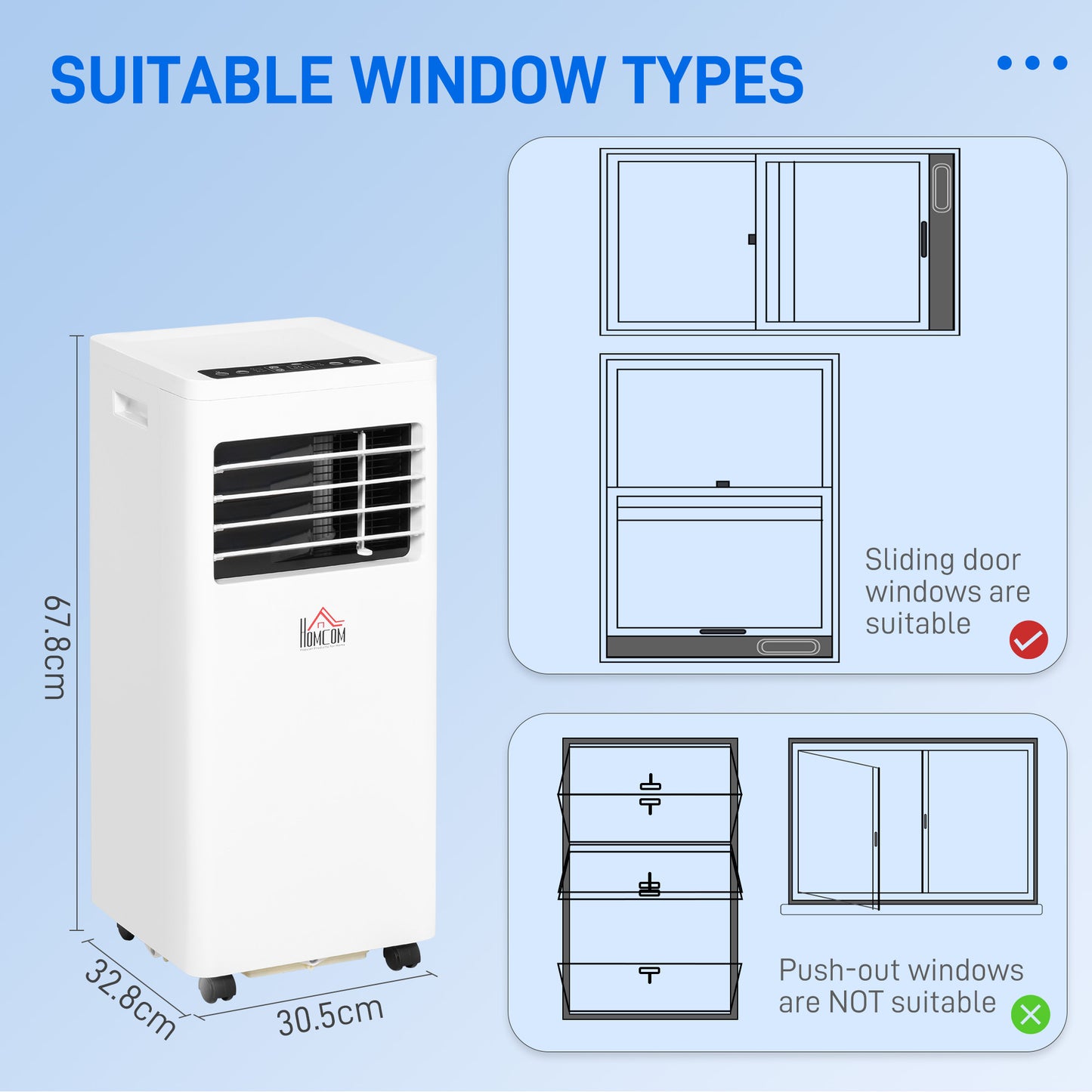HOMCOM 7000 BTU Air Conditioning Unit, 3-in-1 Portable Air Conditioner, Dehumidifier, Cooling Fan with 2 Speeds, 24H Timer, Remote Control, Digital Display, Window Venting Kit, 26mÂ²