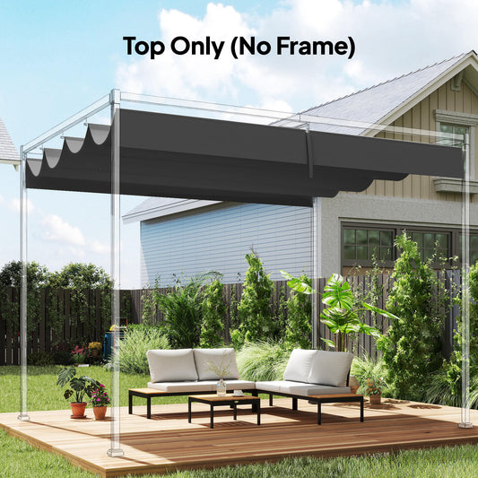 Outsunny Retractable Pergola Canopy Only, 3.92 x 3.5 m, UV30+ Replacement Canopy Cover for 4 x 3 m Pergola, Dark Grey