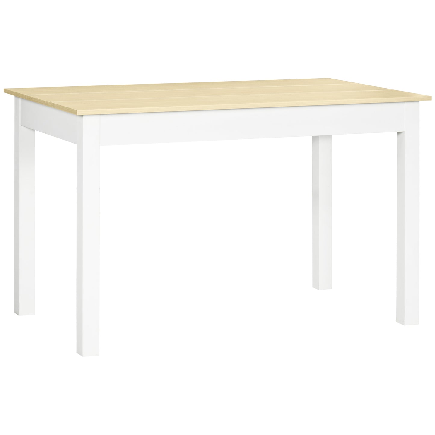 HOMCOM Dining Table for 4 to 6, Modern Kitchen Table with Wood Effect Tabletop, Thick Legs, 120L x 70W x 75Hcm, for Dining Room, Kitchen, Living Room, Oak
