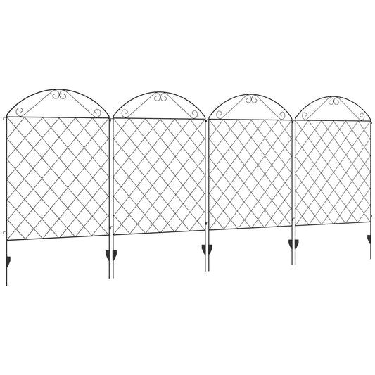 Outsunny 43in x 11.5ft Decorative Garden Fencing, Rustproof Metal Wire Picket Fence Panels, Black