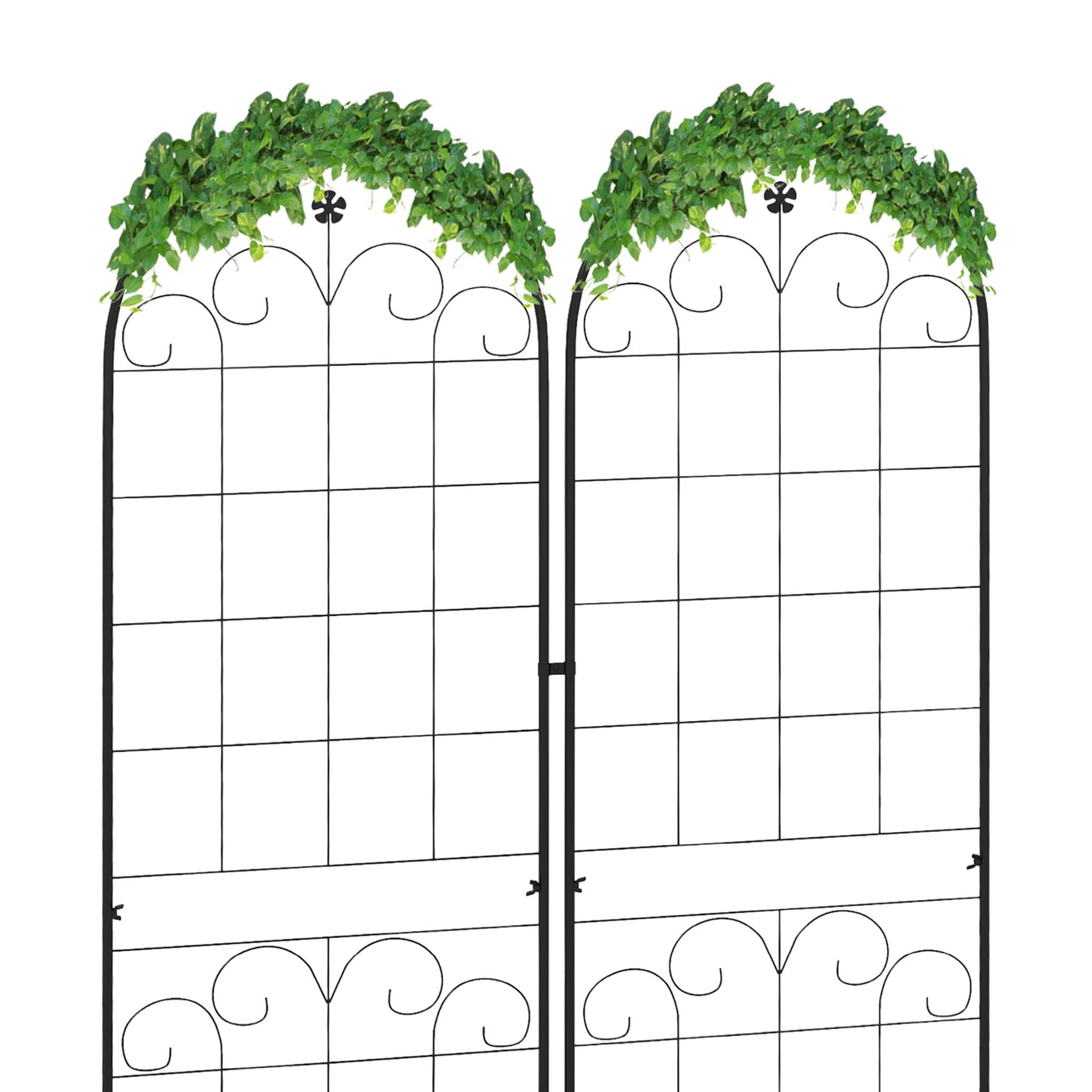 Outsunny Metal Trellis Set of 2, Garden Trellis for Climbing Plants Support Frames, Floral Design