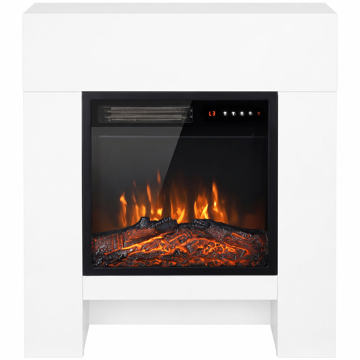 HOMCOM Freestanding Electric Fireplace Suite, Electric Fire and Surround with Shelf, Adjustable Flame Effect, Timer, Remote Default Title