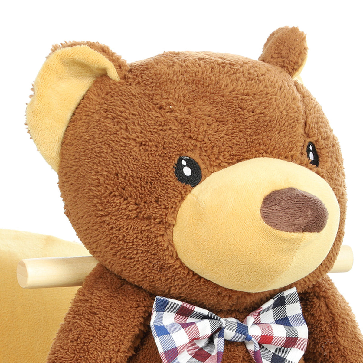 AIYAPLAY Rocking Horse Toy, Cartoon Bear Wooden Ride on Horse with Seat Belt, Music, Pretend Play Toy for Toddlers 18-36 M, Brown