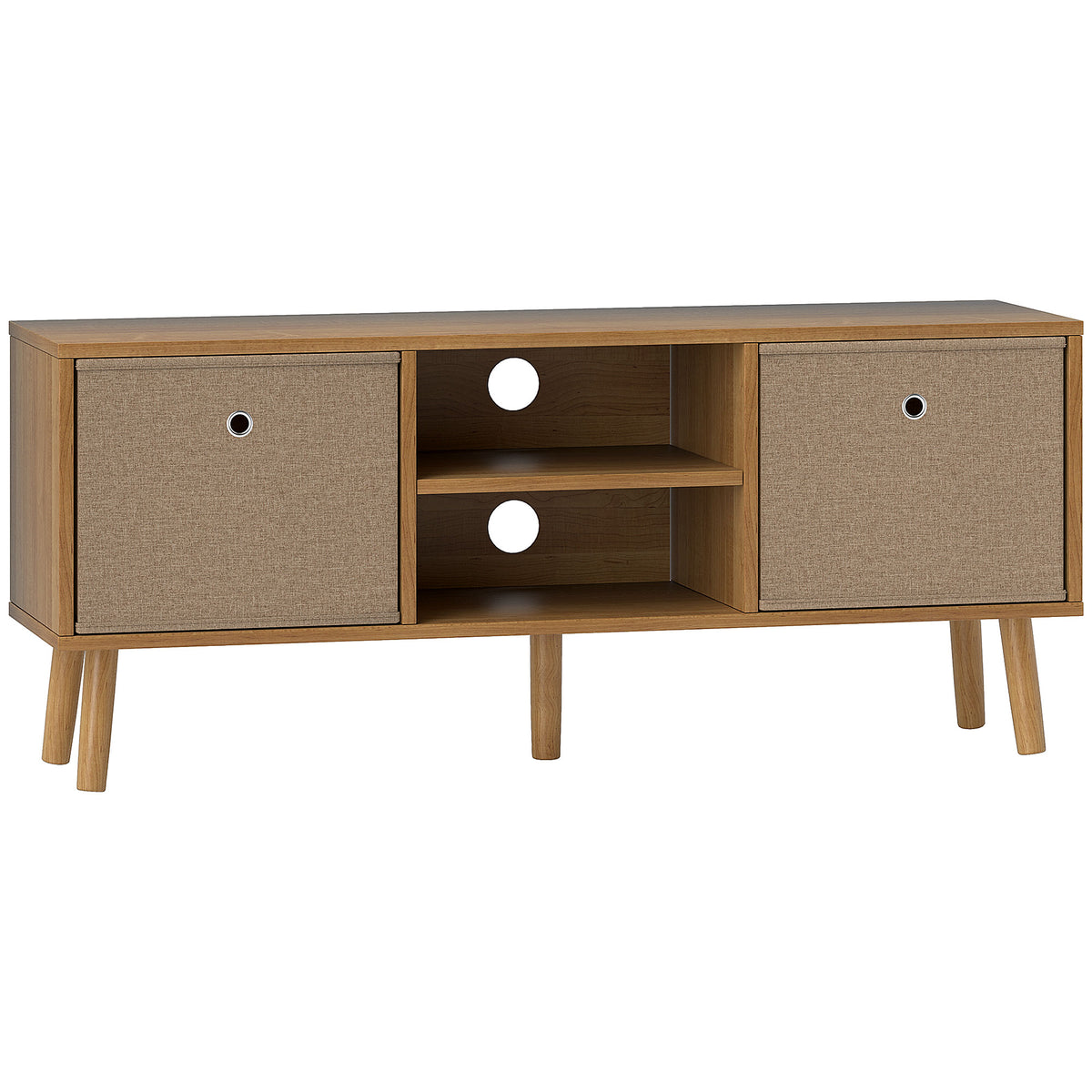 HOMCOM TV Cabinet Stand Unit for TVs up to 50'' with Foldable Drawers, Entertainment Centre for Living Room Brown