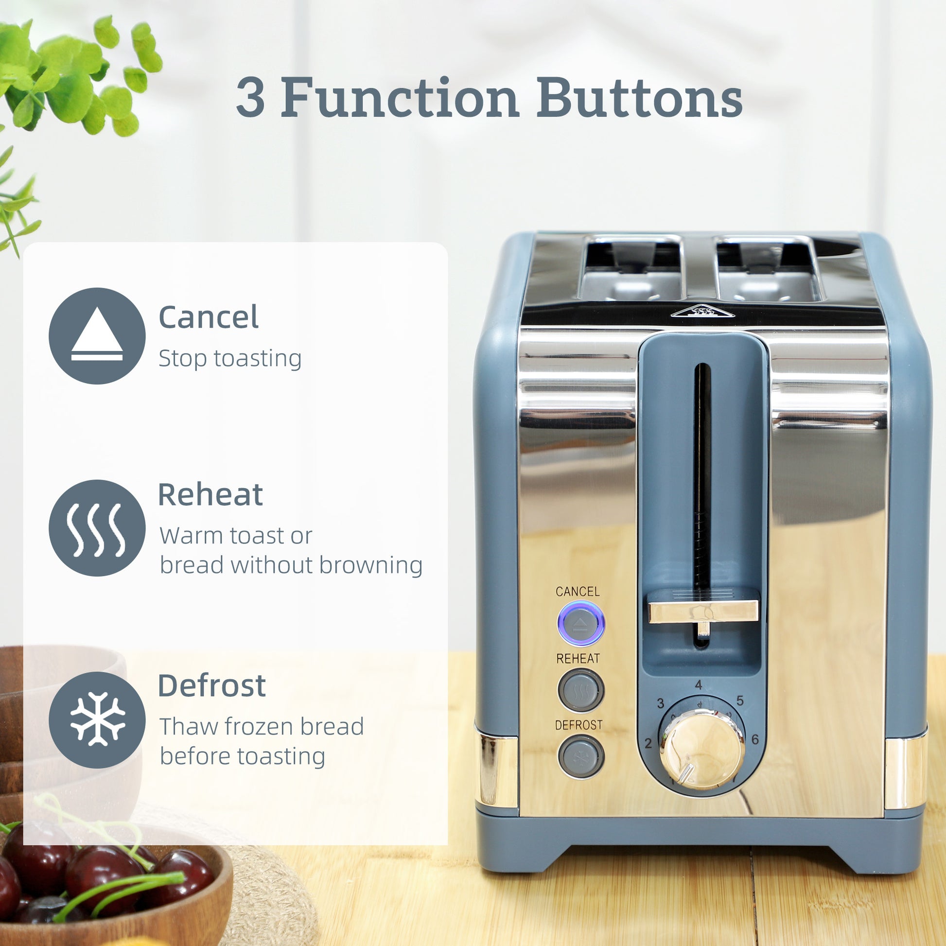 HOMCOM Sleek Textured Kettle and Toaster Set - Blue