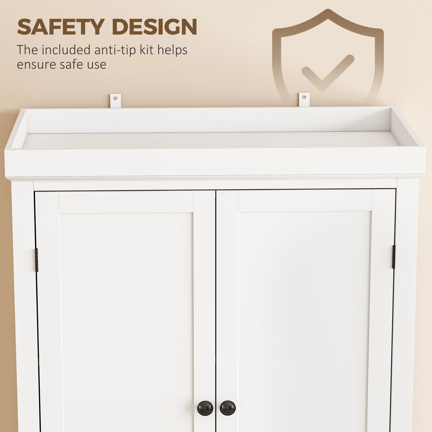 HOMCOM Tall Kitchen Cupboard, 183 cm Freestanding Storage Cabinet with Drawer, 4 Doors and Adjustable Shelves, White