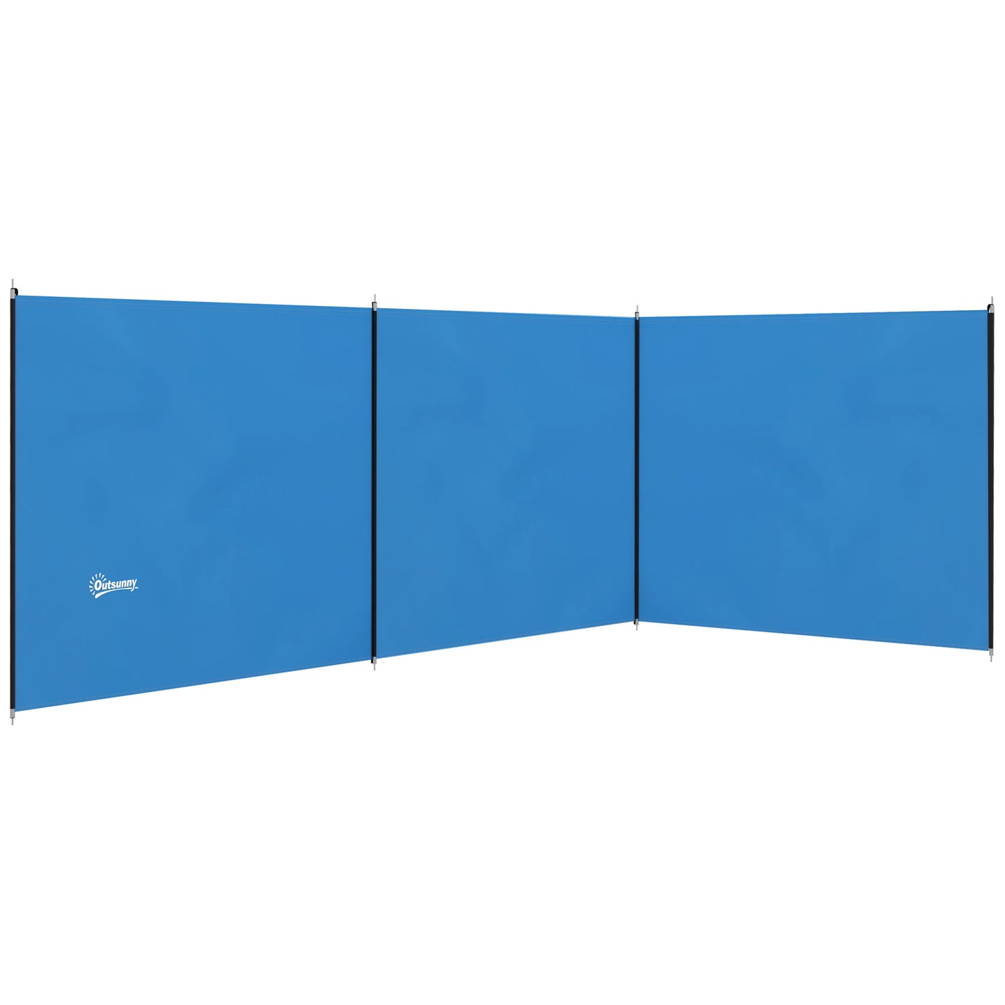 Outsunny 4 Pole Camping Windbreaks, Beach Wind Shield Shelter with Carry Bag and Steel Poles, Outdoor Caravan Privacy Shield, 540cm x 150cm, Blue Default Title