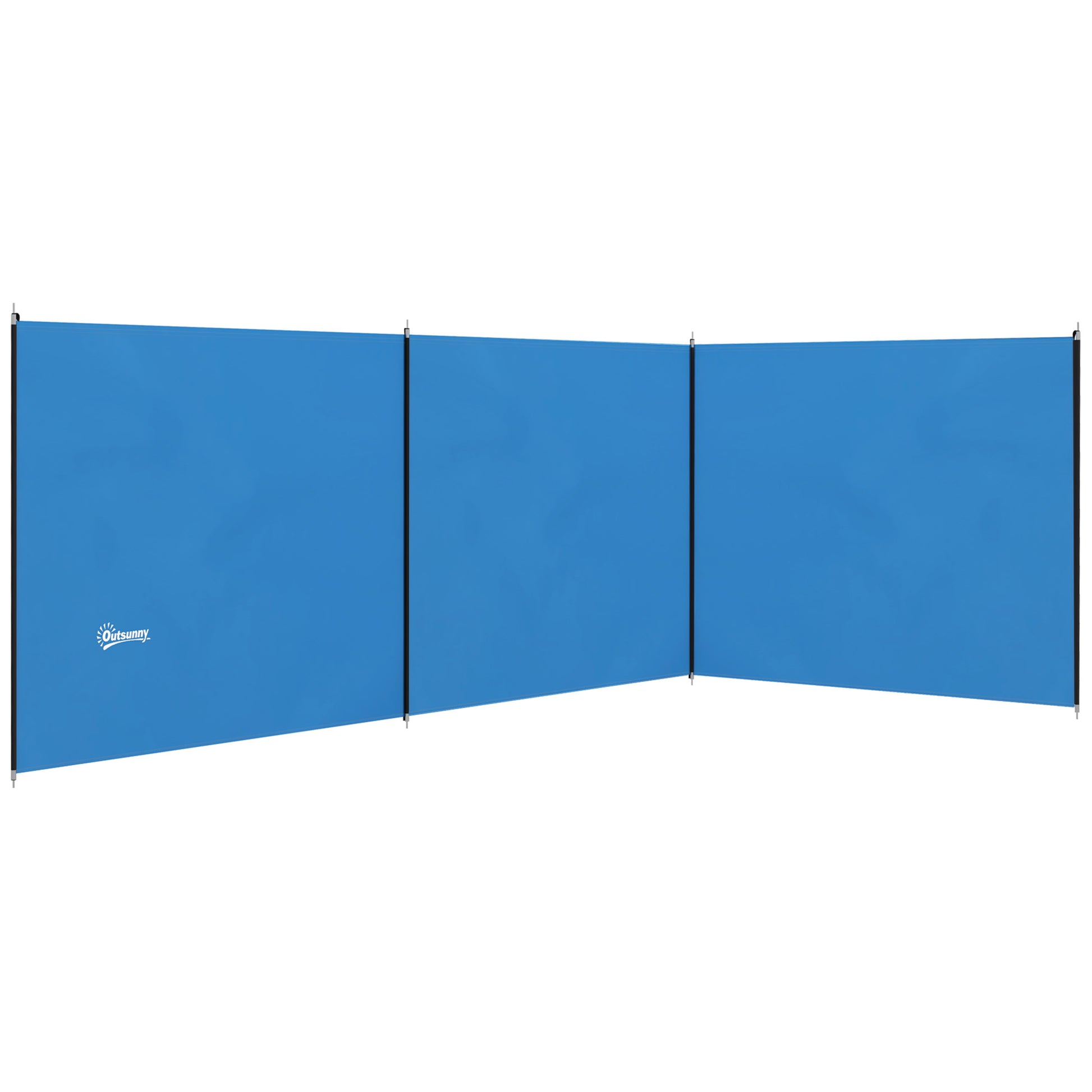 Outsunny 4 Pole Camping Windbreaks, Beach Wind Shield Shelter with Carry Bag and Steel Poles, Outdoor Caravan Privacy Shield, 540cm x 150cm, Blue Default Title