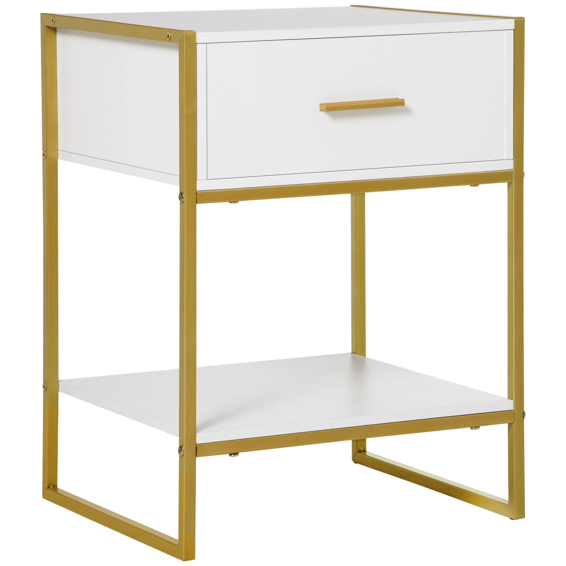 HOMCOM Modern Bedside Table - White