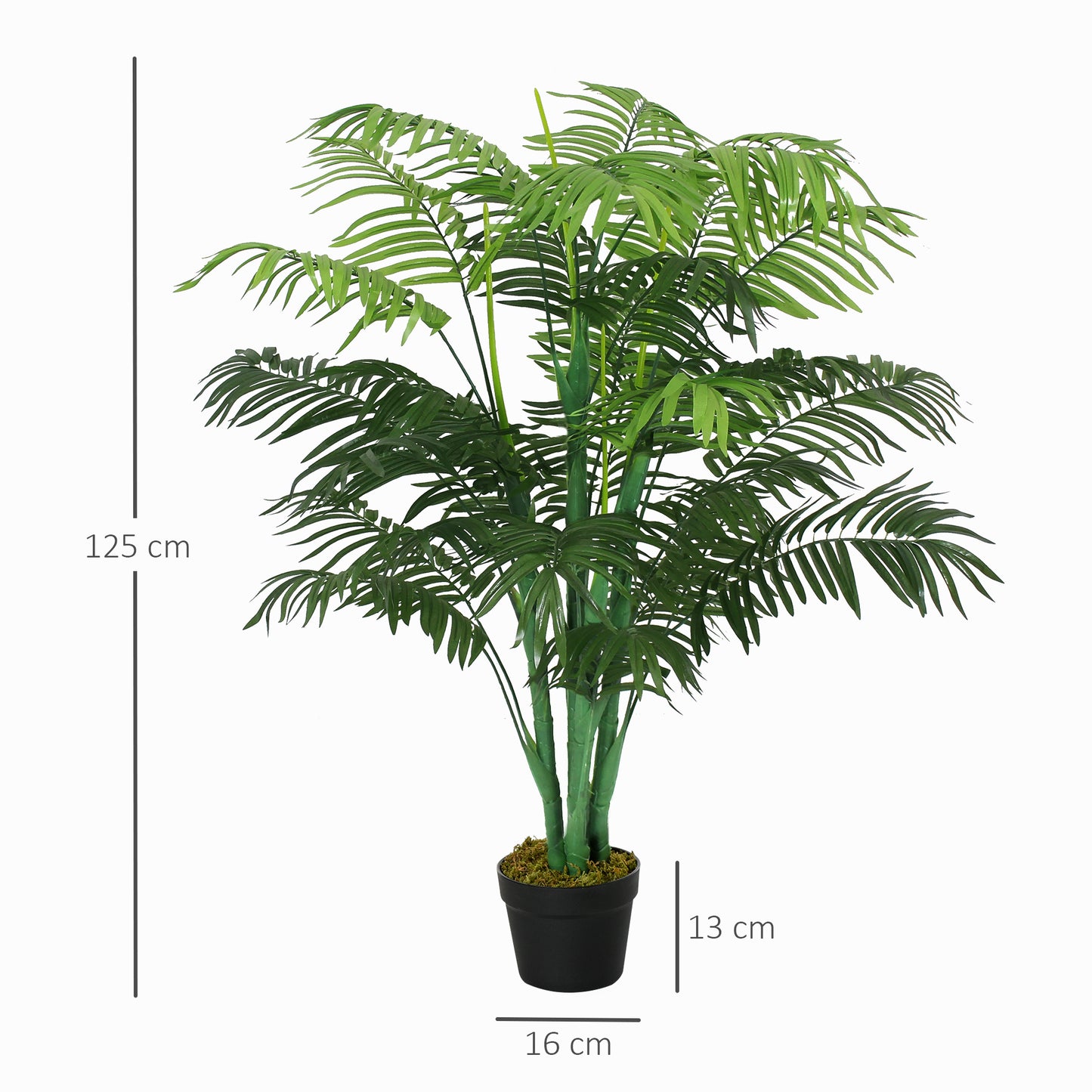 Outsunny 125cm/4FT Artificial Palm Plant Decorative Tree with Nursery Pot, Fake Plastic Indoor Outdoor Home Office DÃ©cor, Green