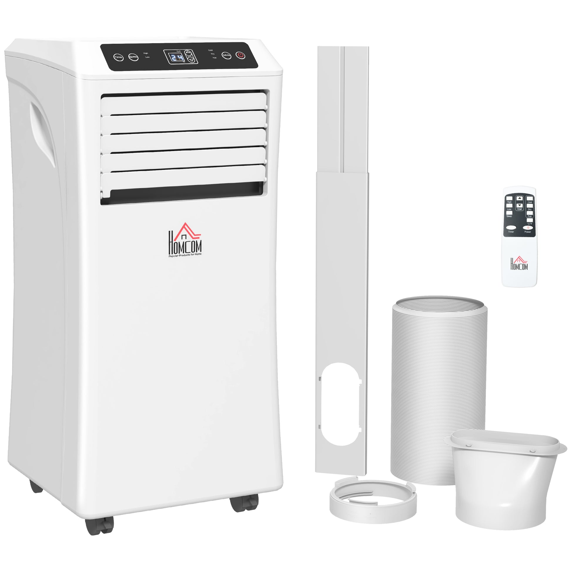 HOMCOM 10000 BTU Air Conditioning Unit, 3-in-1 Portable Air Conditioner, Dehumidifier, Cooling Fan with Remote Control, Digital Display, 2 Speeds, 24H Timer, Window Venting Kit, 30mÂ²