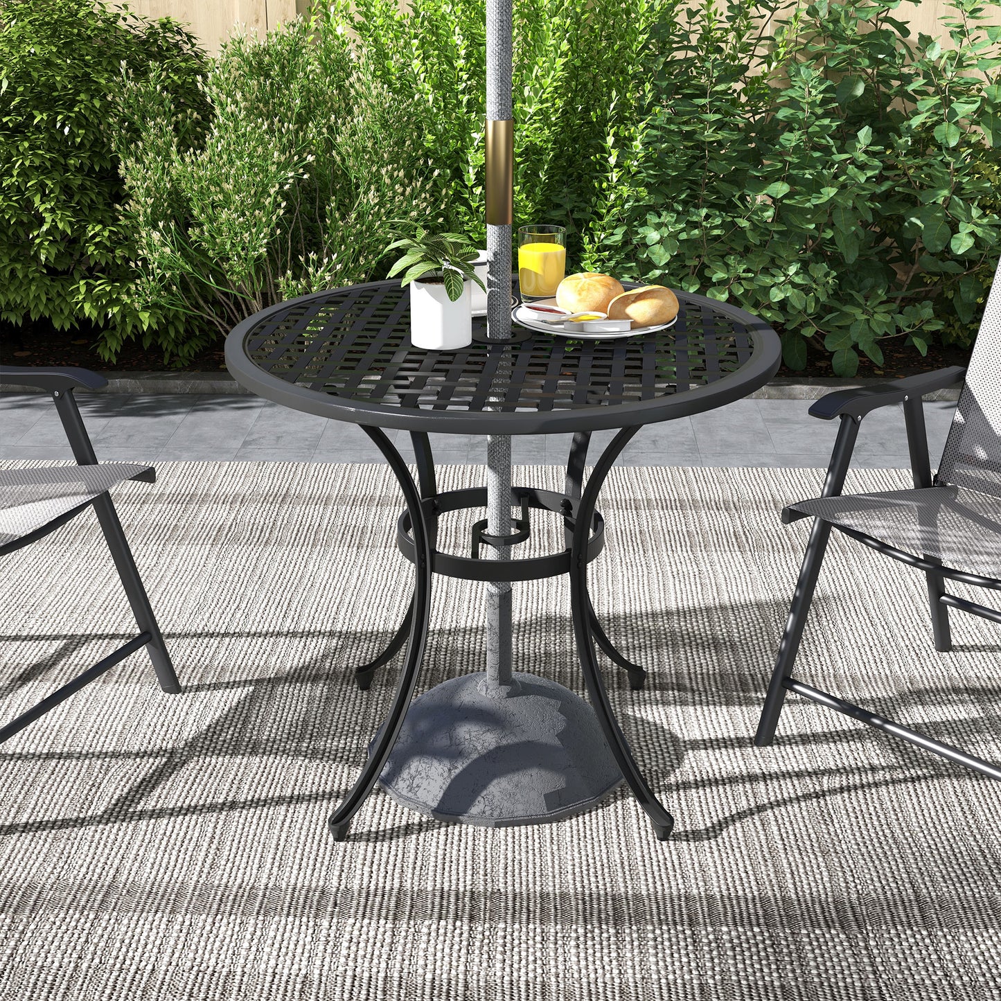 Outsunny Round Aluminium Table, with 50mm Parasol Hole