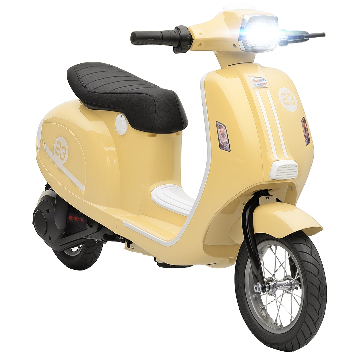 AIYAPLAY 24V Kids Electric Motorbike, Ride on Motorcycle with Manual Throttle, Brakes and LED Lights for Ages 8-12 Years, Beige Default Title