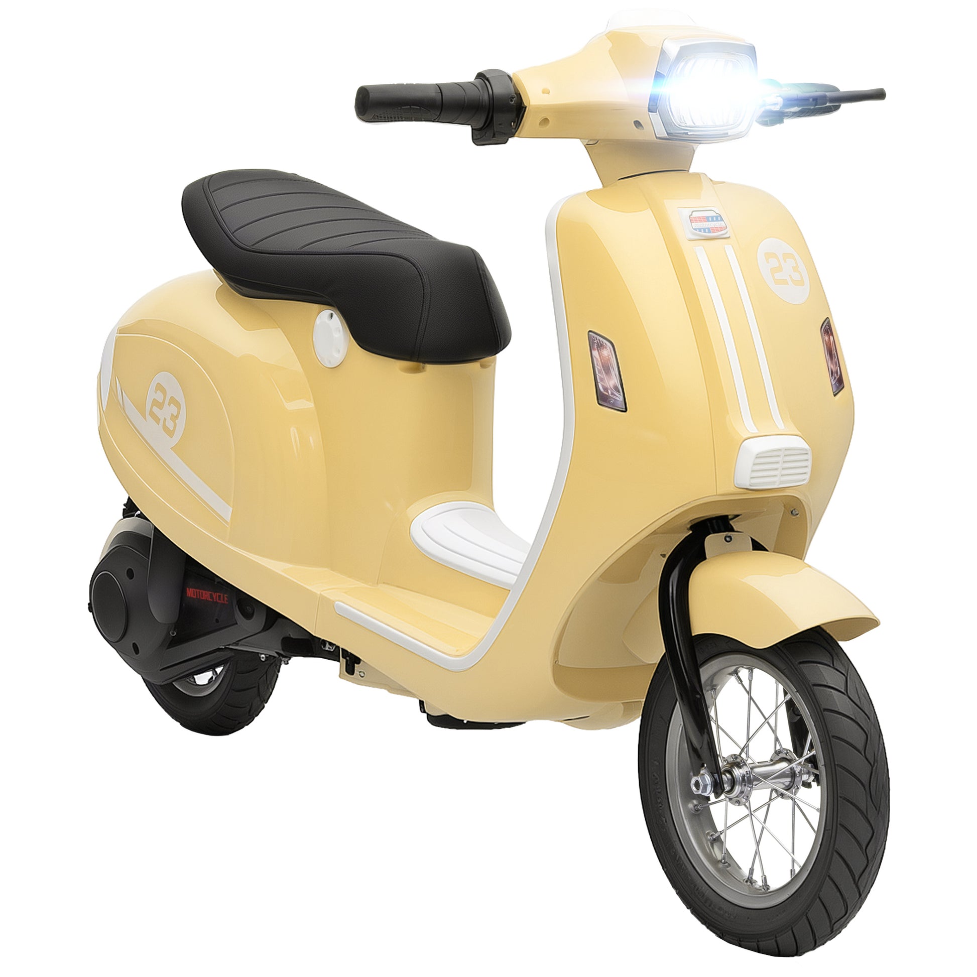 AIYAPLAY 24V Kids Electric Motorbike, Ride on Motorcycle with Manual Throttle, Brakes and LED Lights for Ages 8-12 Years, Beige Default Title