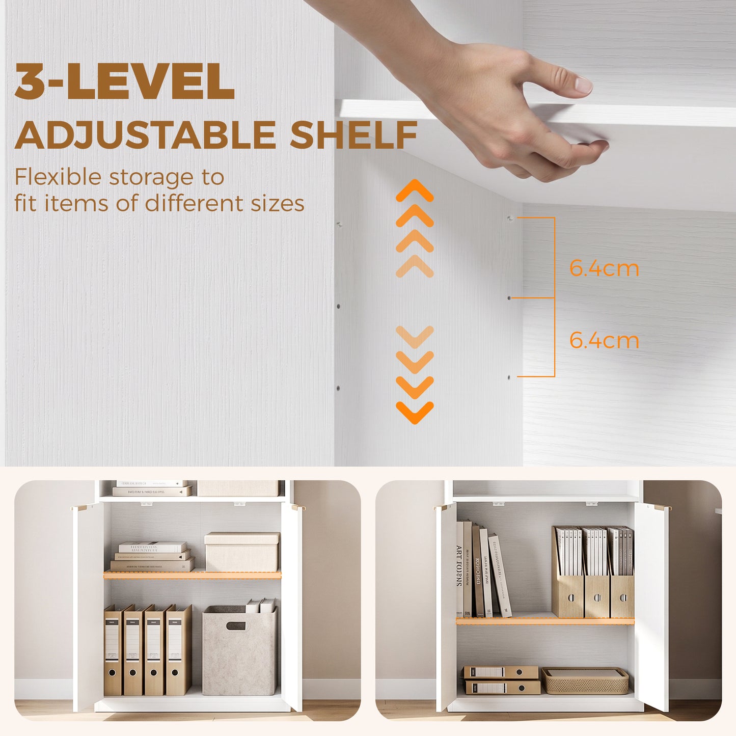 HOMCOM Bookcase Adjustable Shelf Bookshelf Anti-Tip Hardware 6-Tier, White