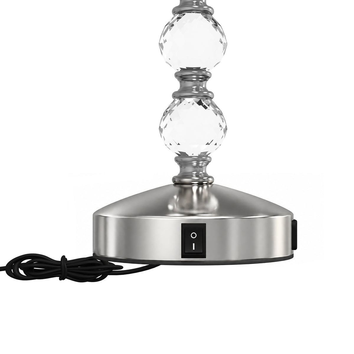 HOMCOM Bedside Lamp, Modern Crystal Decoration Table Lamp w/ PVC shade, USB A+C Charging Ports, Bulb Not Included, Silver Tone