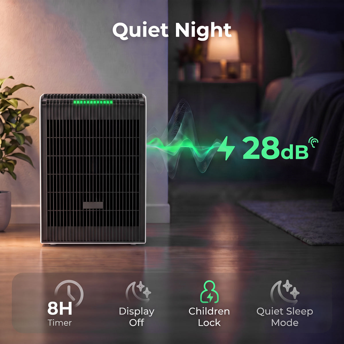 HOMCOM Air Purifier for Home, H13 HEPA Filter, Pet Air Cleaner, Sleep & Auto Mode, 24mÂ², Quiet 28dB, AQI Indicator, 8H Timer