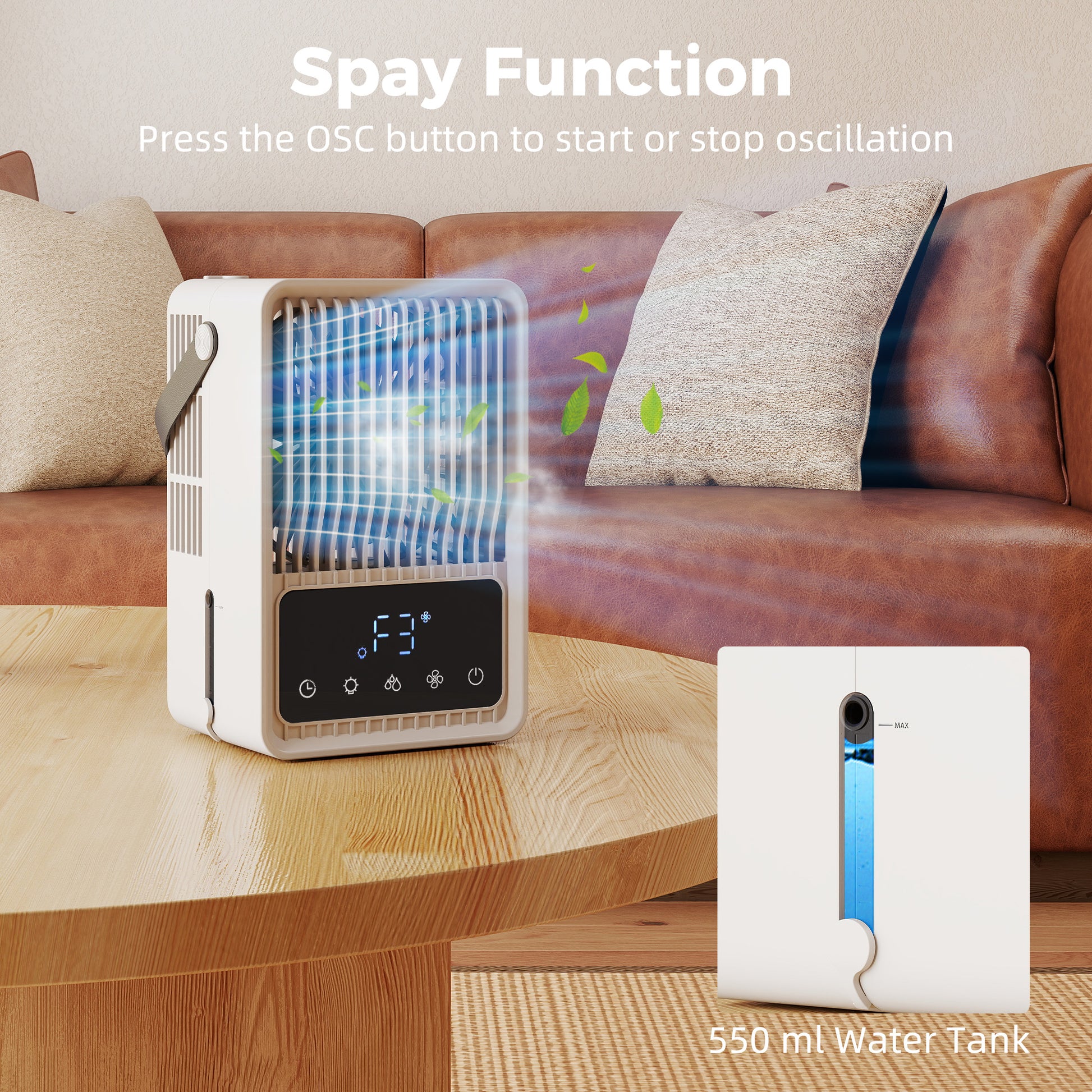 HOMCOM Portable Air Conditioner, 4-in-1 Mini Air Cooler with 3 Wind Speed, 2 Mist Mode, 7 Colour RGB Light, Black and White