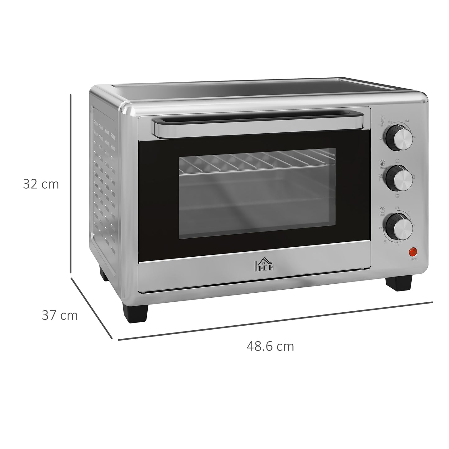 HOMCOM 30L 60-230â„ƒ Mini Electric Oven, with Accessories - Silver Tone
