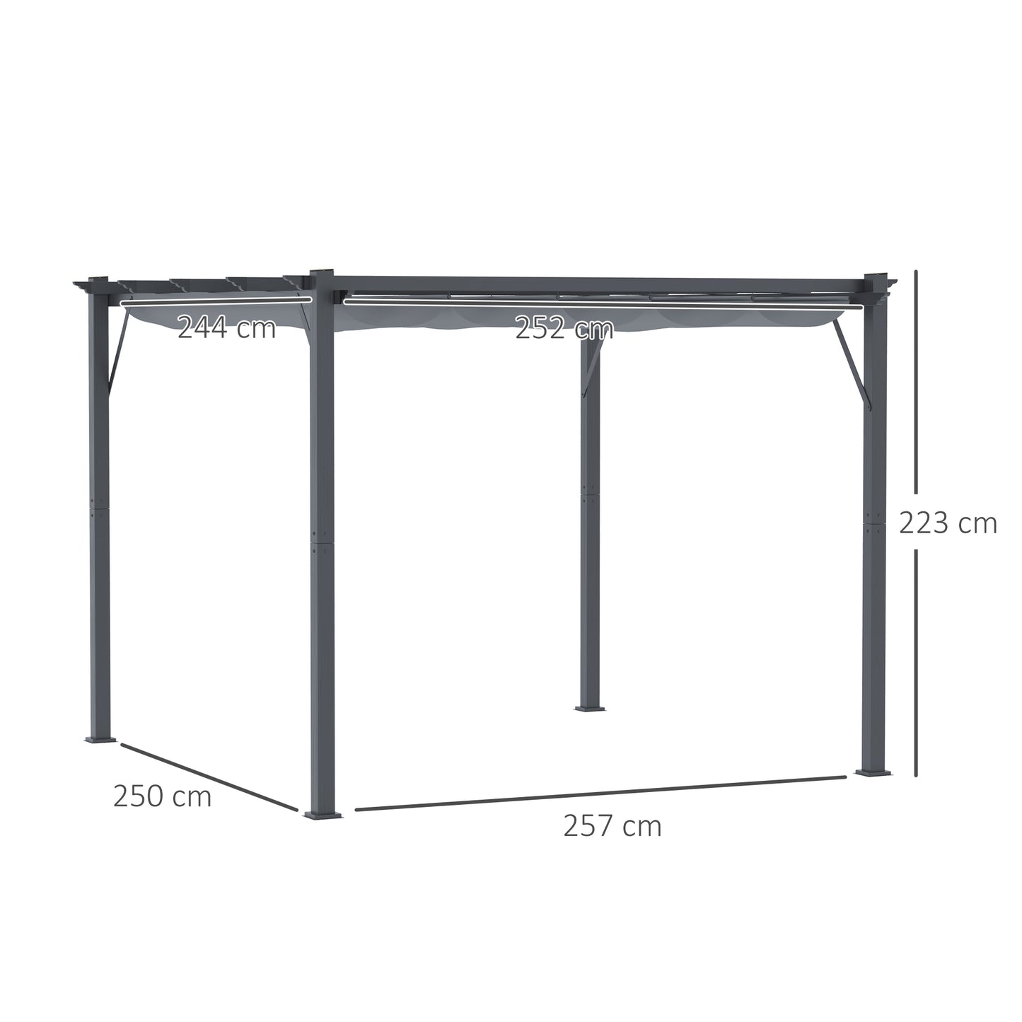 Outsunny 3 x 3 m Aluminum Gazebo, with Retractable Roof - Grey