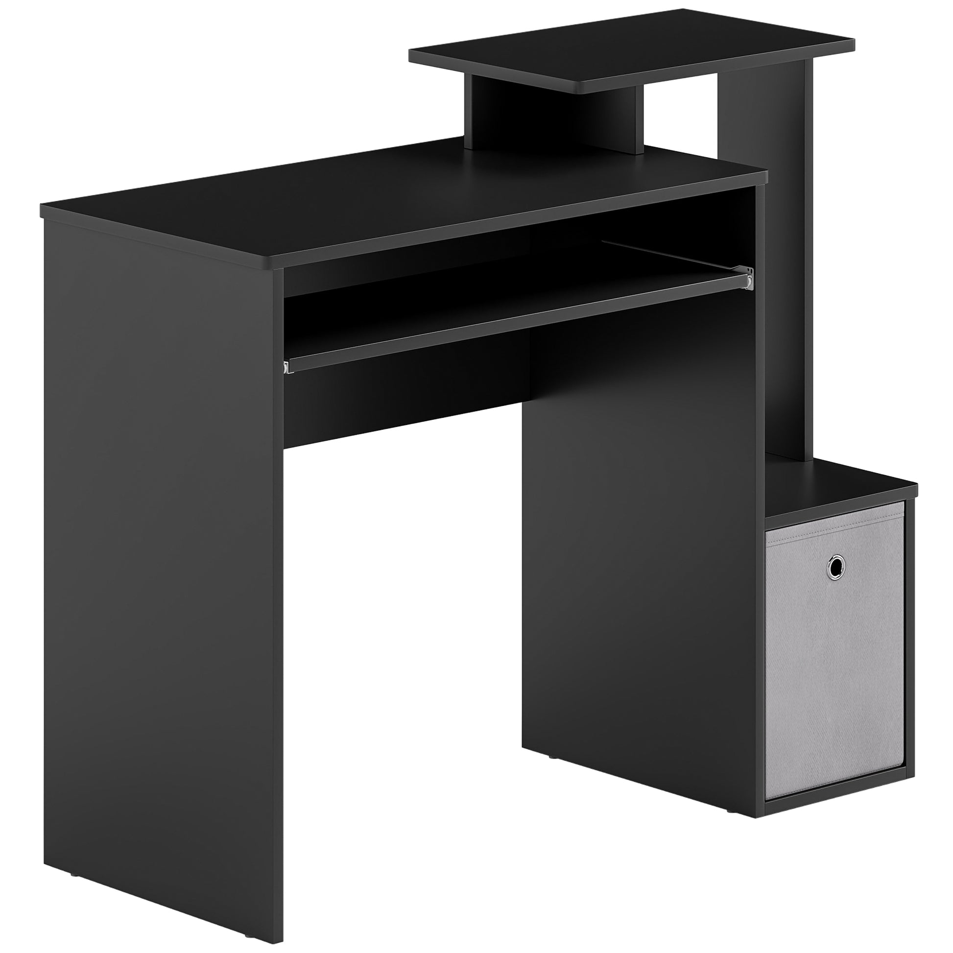 HOMCOM Computer Desk with Sliding Keyboard Tray Storage Drawer Shelf Home Office Workstation Black