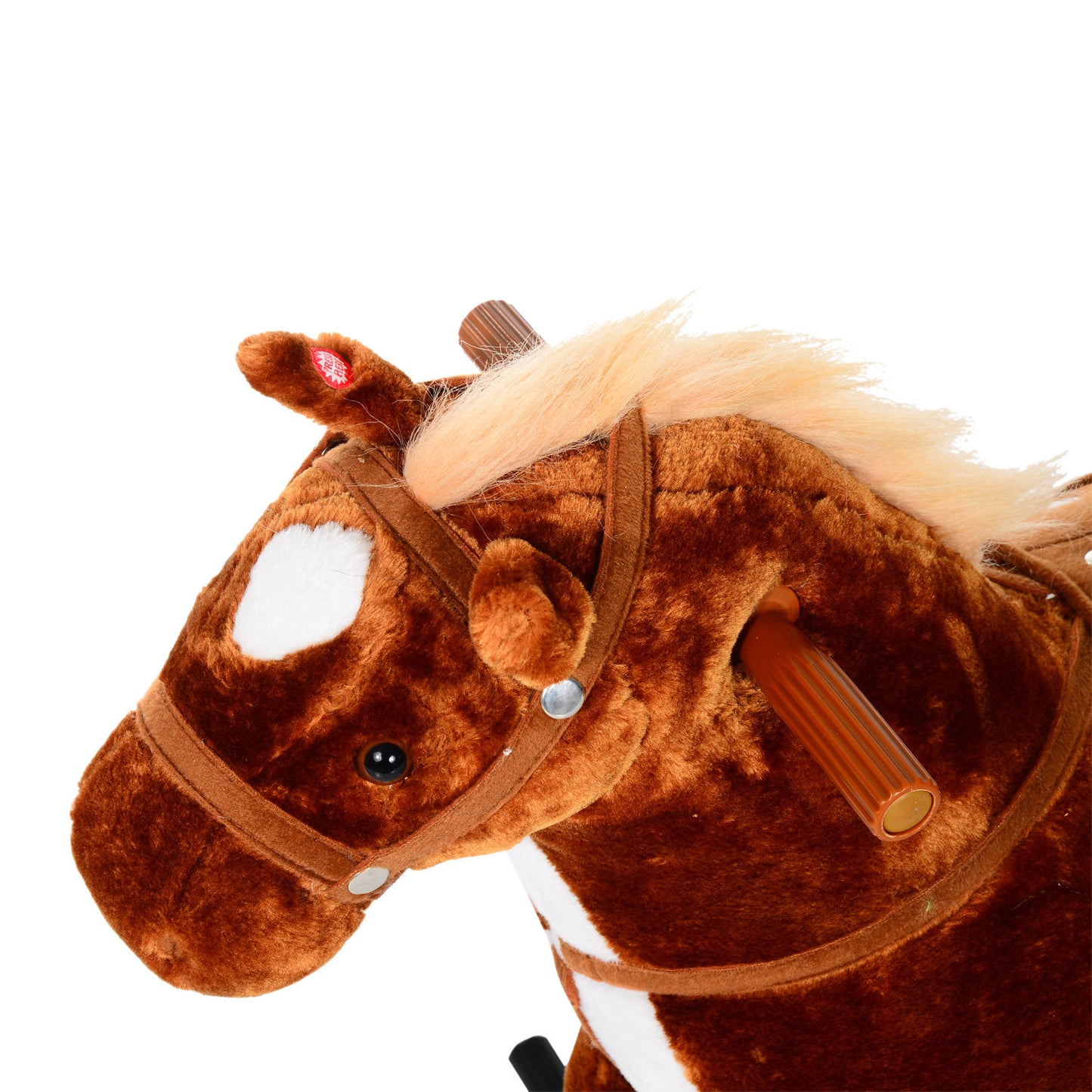 HOMCOM Plush Walking Horse Ride On Toy with Wheels and Realistic Sounds Rocking Horse for Girls Boys 2+ Years Old, 50cm Tall, Brown