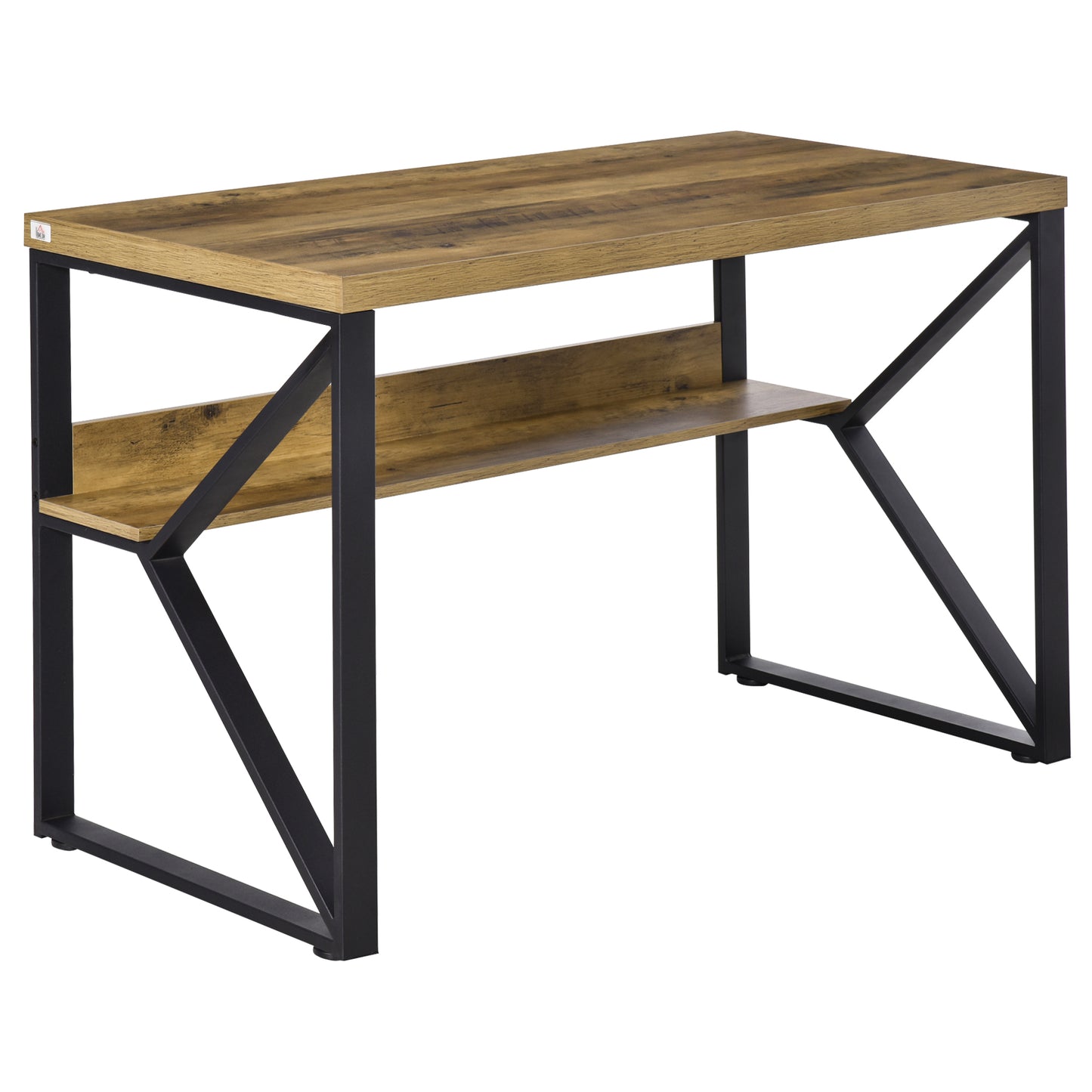 HOMCOM Computer Desk Writing Desk Home Office PC Laptop Workstation with Storage Shelf 120 x 60 x 76cm Black Brown Wood Effect Default Title