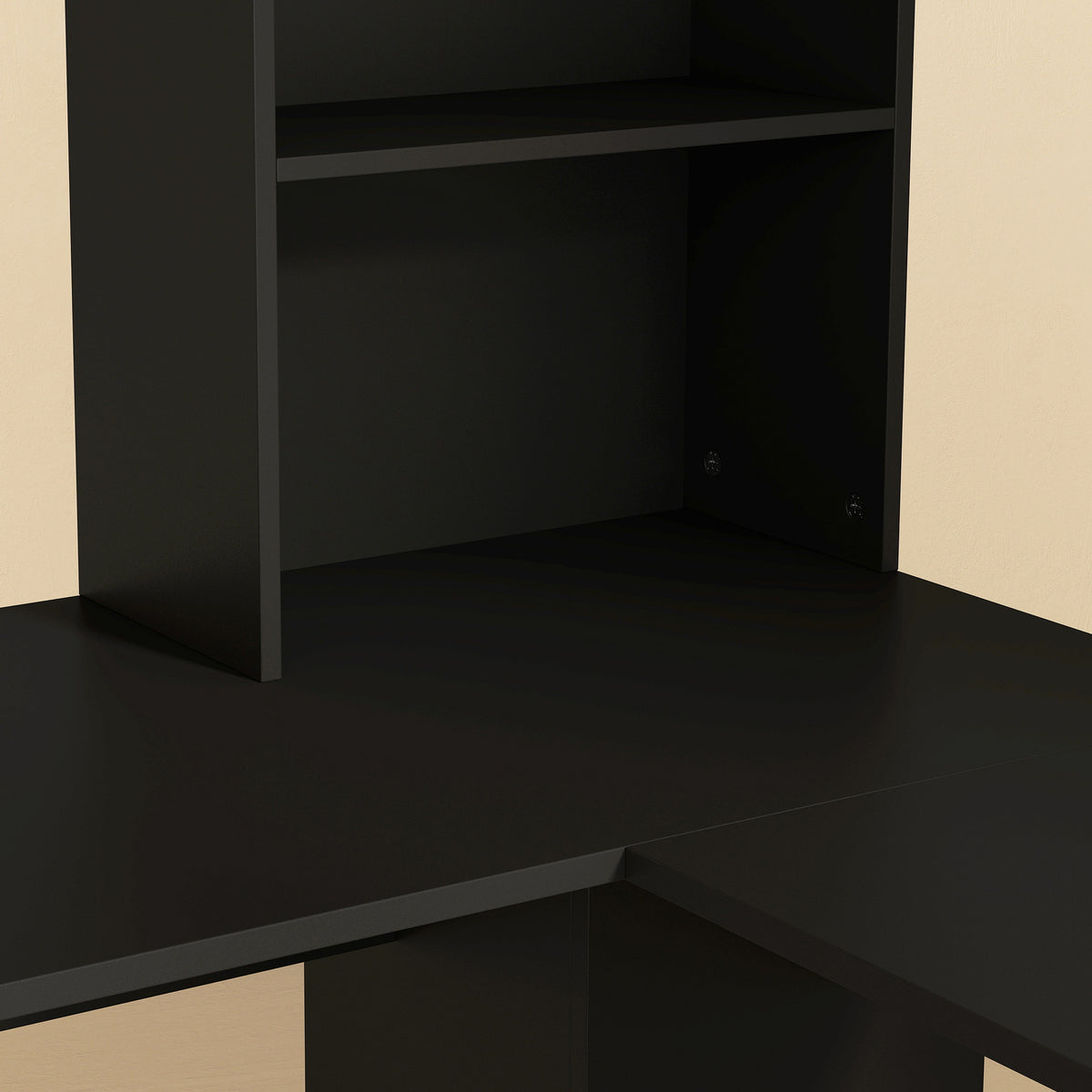 HOMCOM Modern Corner Computer Desk, L Shaped Desk with Monitor Stand and Storage Shelves for Home Office, Bedroom, Black