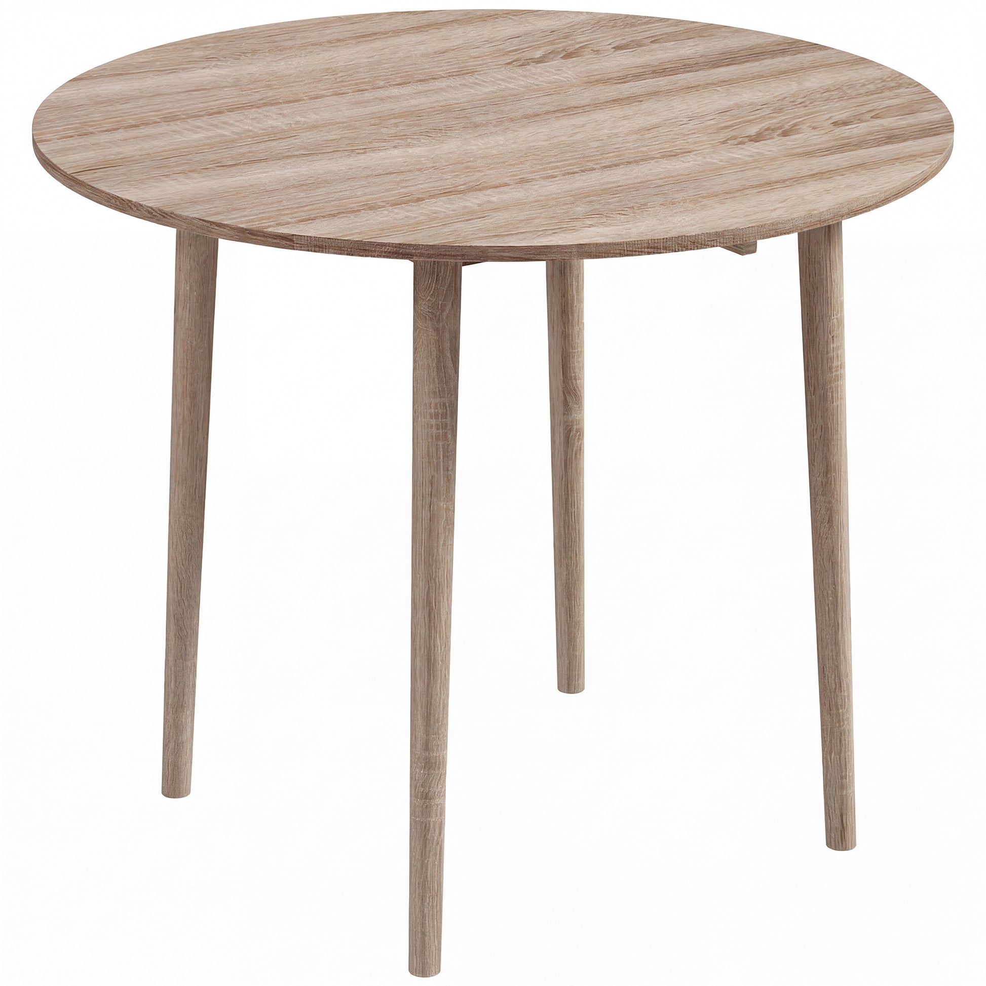 HOMCOM Folding Dining Table for 4, Round Drop Leaf Table, Modern Space Saving Small Kitchen Table with Wood Legs for Dining Room, Natural Default Title