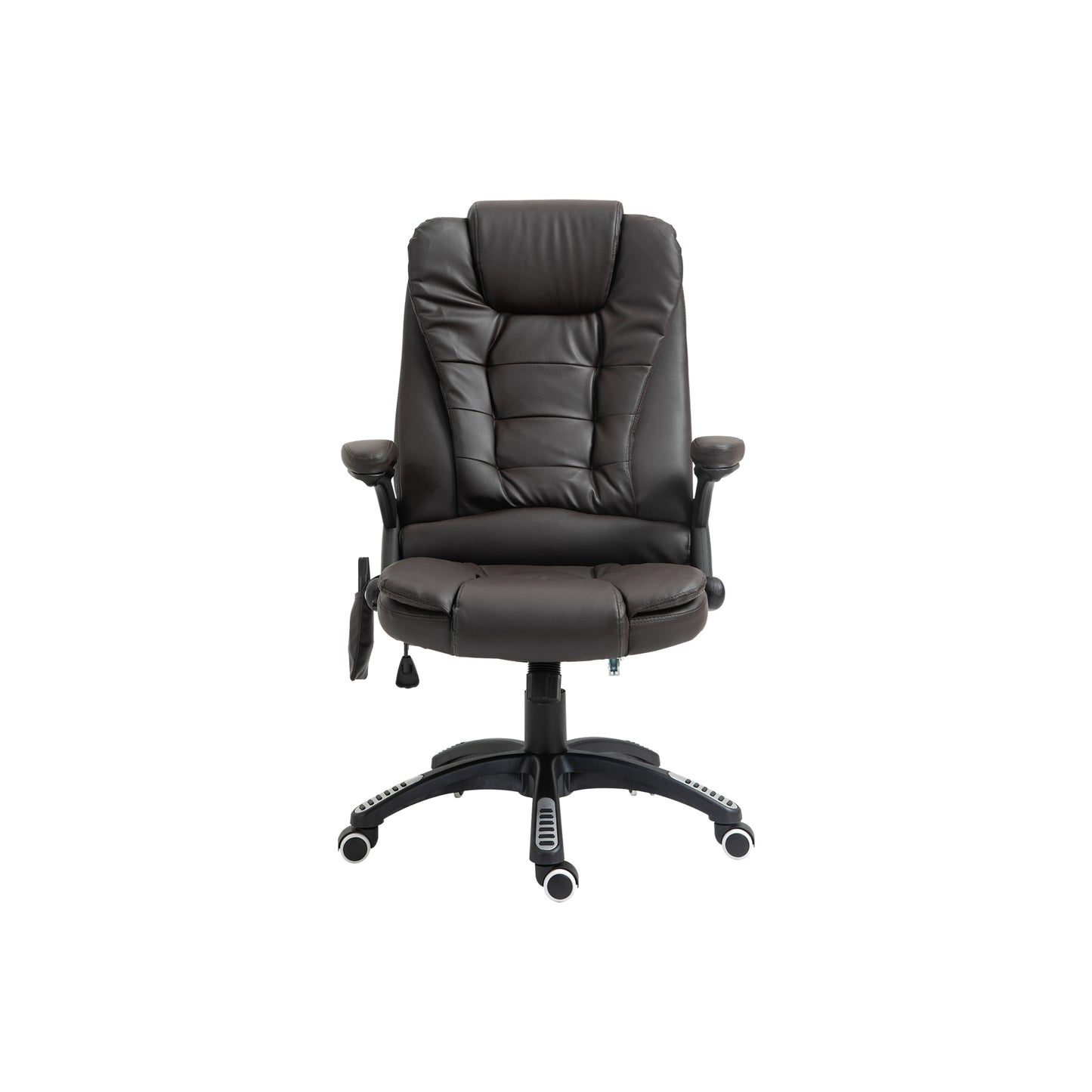 HOMCOM 6-Point Massage Office Chair with Seat Heated for Home Office, PU Leather High Back Executive Desk Chair with Adjustable Height and 360Â° Swivel for Work Study, Brown