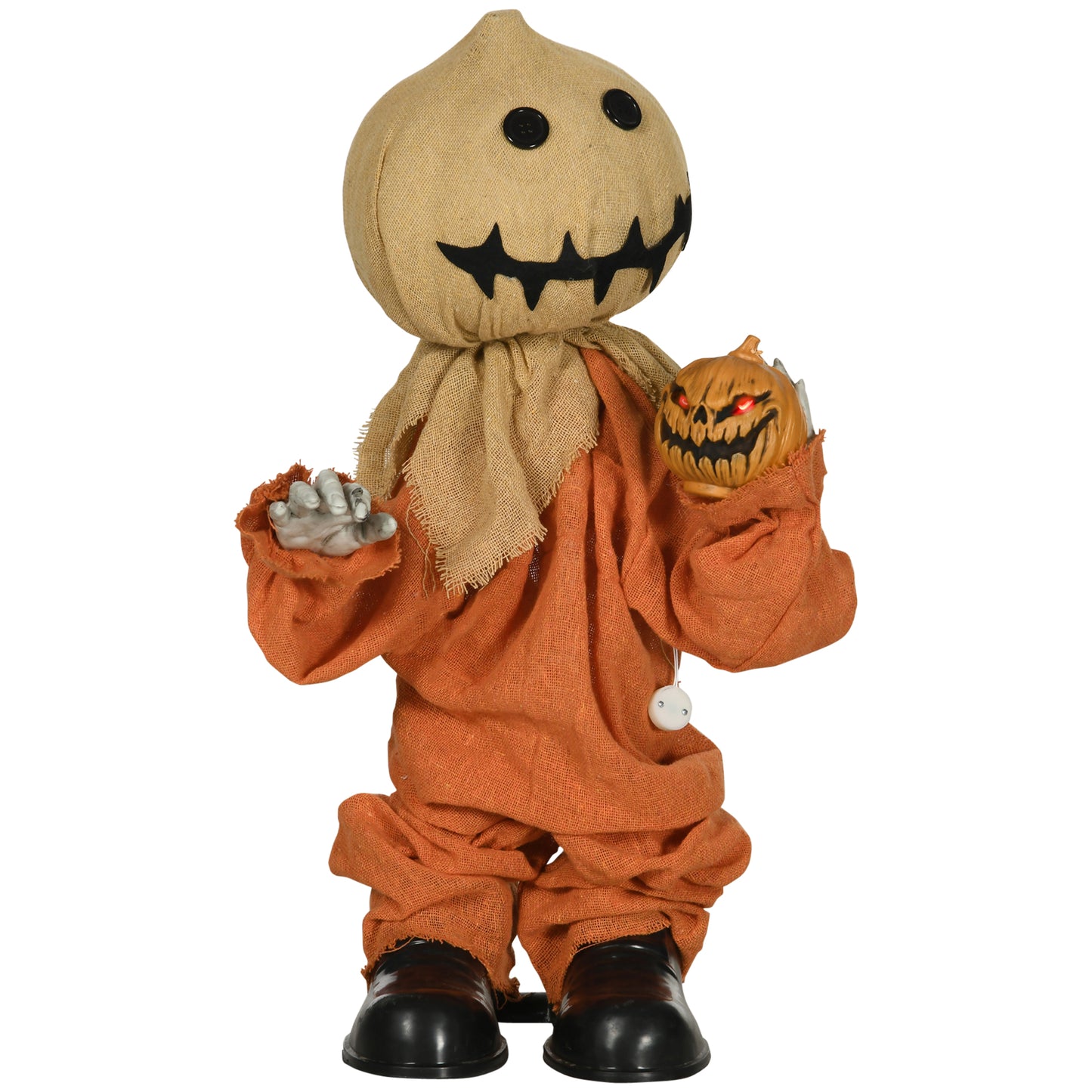 HOMCOM 77cm Halloween Scarecrow Decoration, Outdoor Activated Prop with Light Up Eyes, Sound Activated Default Title
