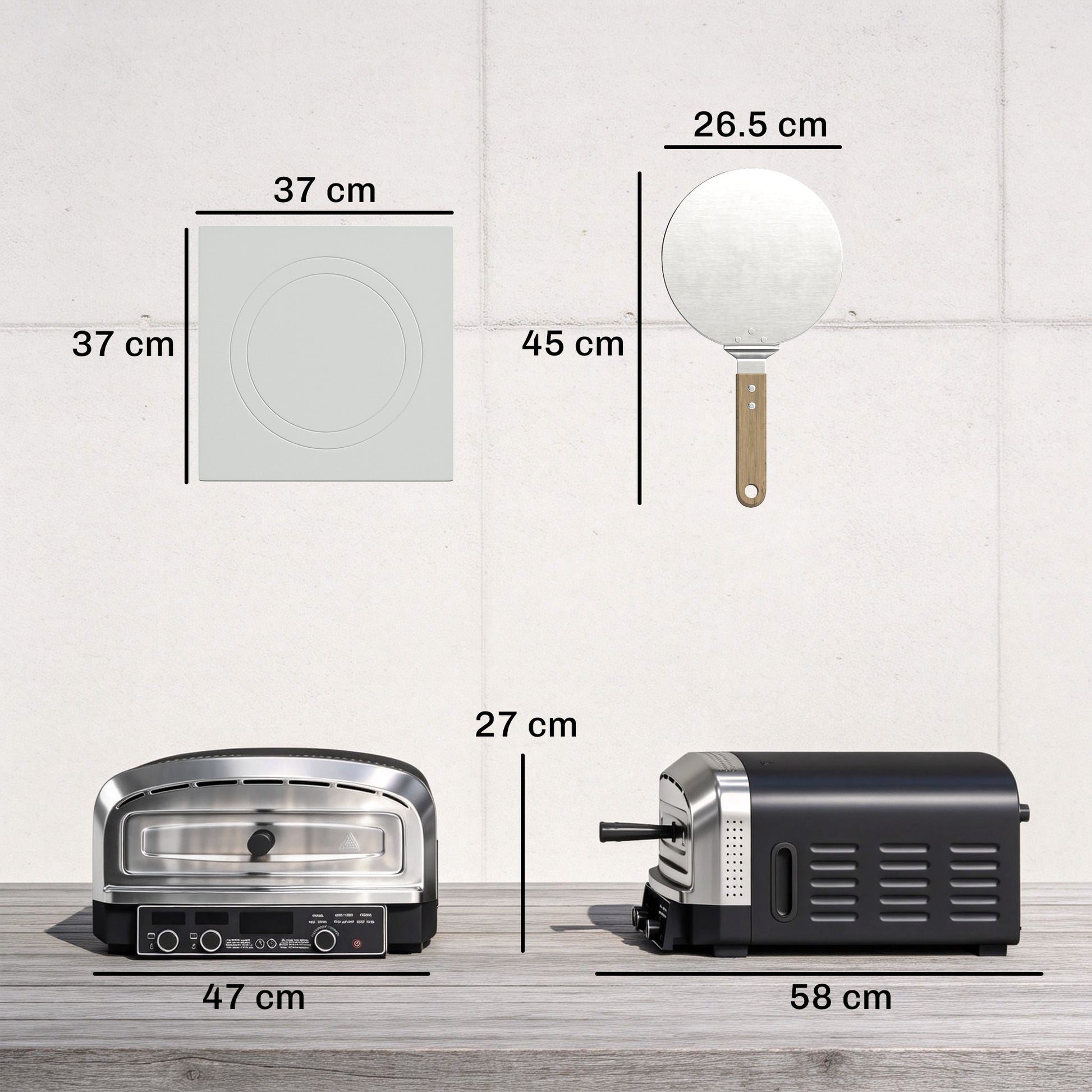 Outsunny Outdoor Pizza Oven Dual Heat Control 6 Presets Electric Pizza Maker with 37 cm Stone and Peel