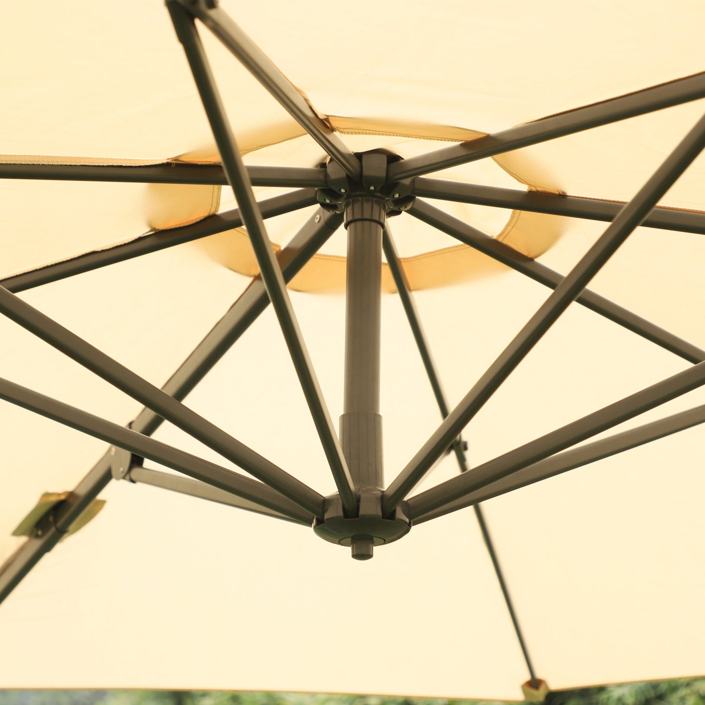 Outsunny Round Umbrella Parasol W/ Tilt 360Â° Rotation and Hand Crank Cross Base-Beige