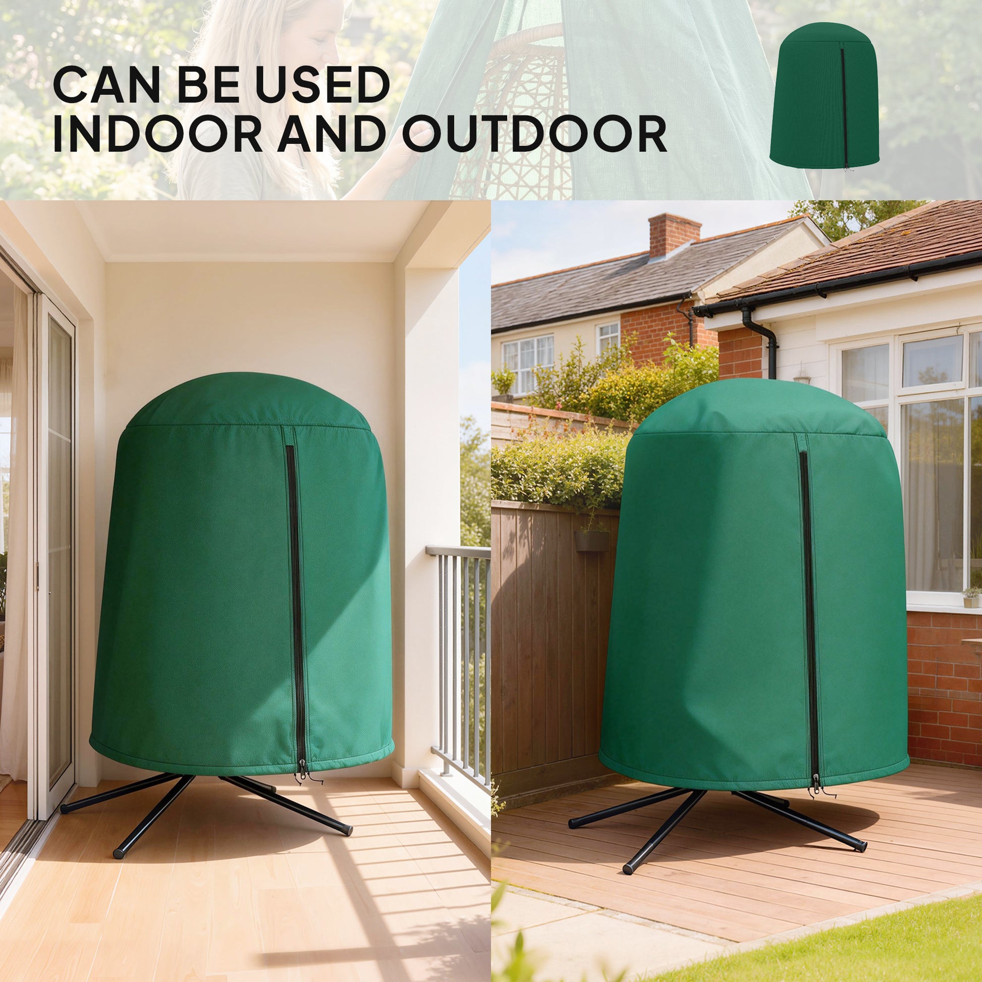 Outsunny 190 x Î¦128cm Hanging Egg Chair Furniture Cover - Green