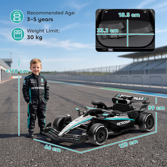AIYAPLAY Licensed Mercedes-AMG PETRONAS F1 12V Electric Go Kart for Kids with Remote, Rear Suspension, Soft Start and 3 Speeds