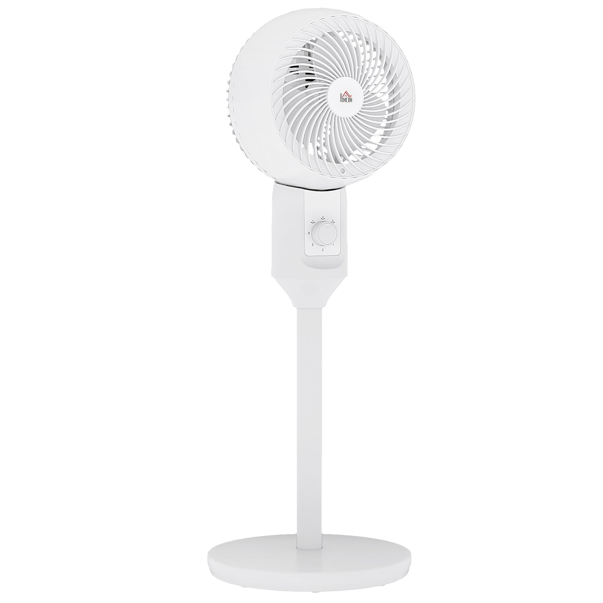 HOMCOM 9" Pedestal Fan, 70Â° Oscillation 90Â° Vertical Tilt Oscillating Air Circulator with 3 Speeds, Standing Fan for Home Office, Bedroom, White