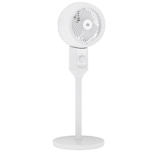 HOMCOM 9" Pedestal Fan, 70Â° Oscillation 90Â° Vertical Tilt Oscillating Air Circulator with 3 Speeds, Standing Fan for Home Office, Bedroom, White