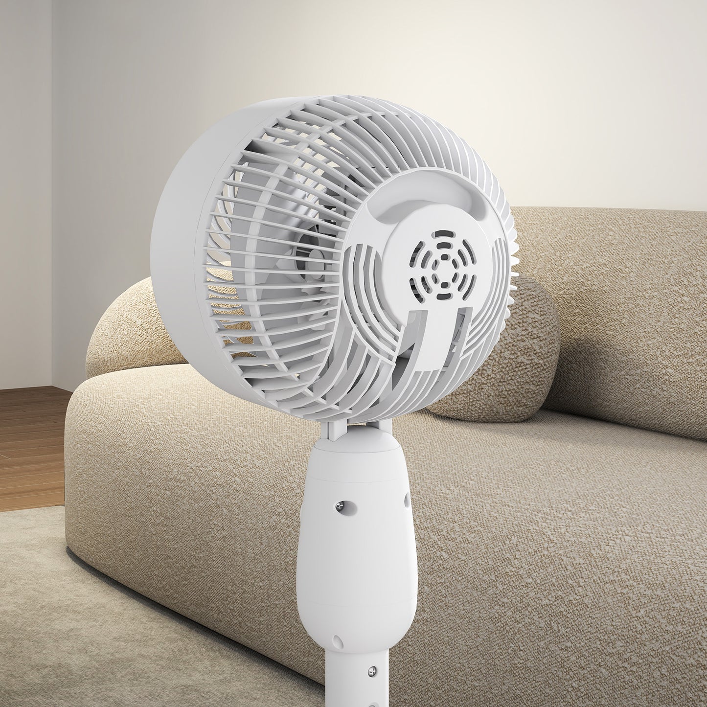 HOMCOM Pedestal Fan, Powerful Air Circulator, 12 Inch Floor Standing Fan with 3 Speed Settings, Oscillating Function for Bedroom, Home and Office, White