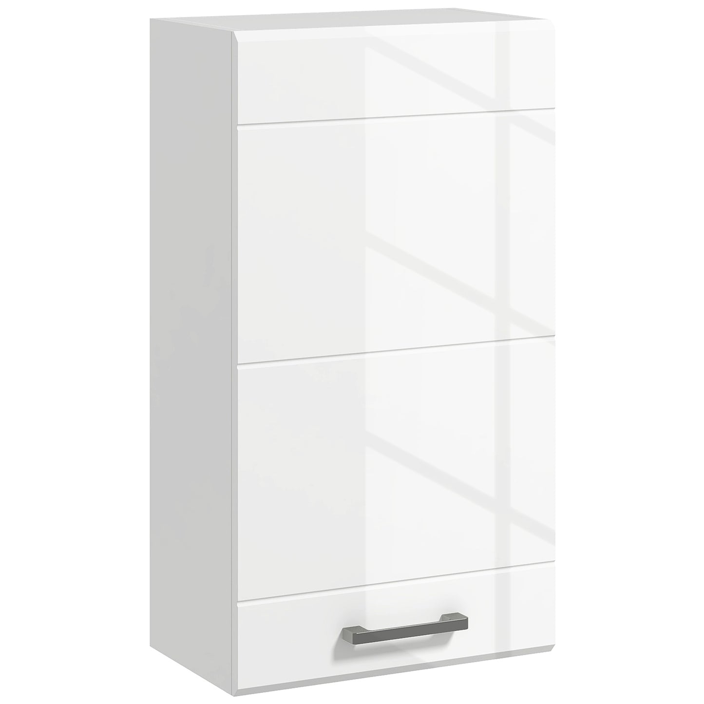kleankin Bathroom Wall Cabinet, High Gloss Bathroom Storage Cabinet with Soft-Close Door, 3 Shelves, Adjustable Shelf, White Default Title
