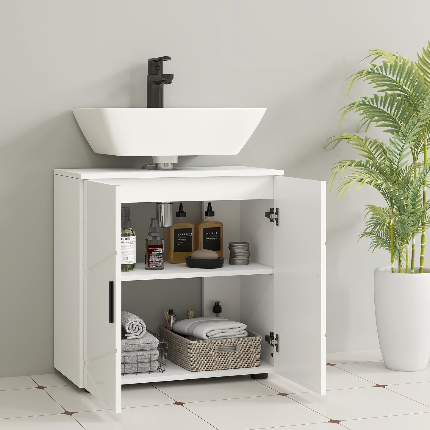 kleankin Under Sink Cabinet with Shelf - White