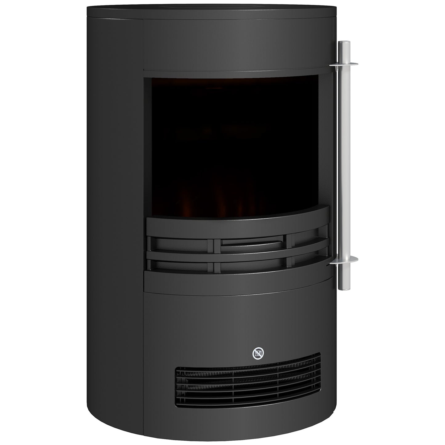 HOMCOM 1000W/2000W Freestanding Electric Fireplace, Indoor Heater Fire Stove with Log Burner Effect Flame, Thermostat Control