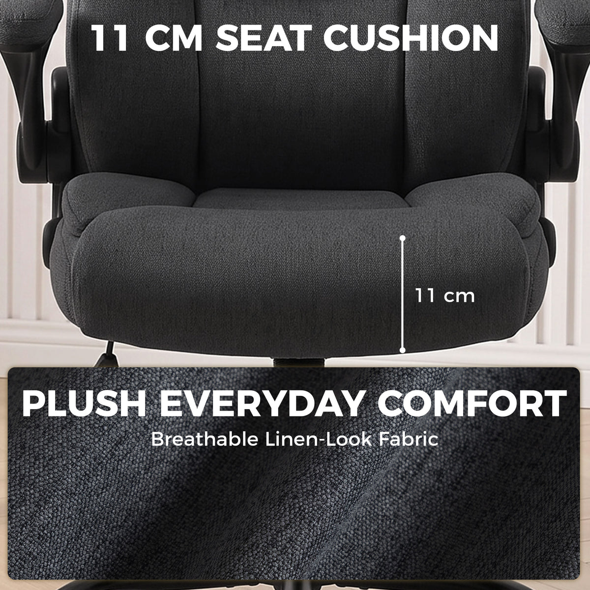 HOMCOM Office Chair, Executive Desk Chair with Flip-up Armrest, Thick Padding, 360 Degree Swivel, Dark Grey