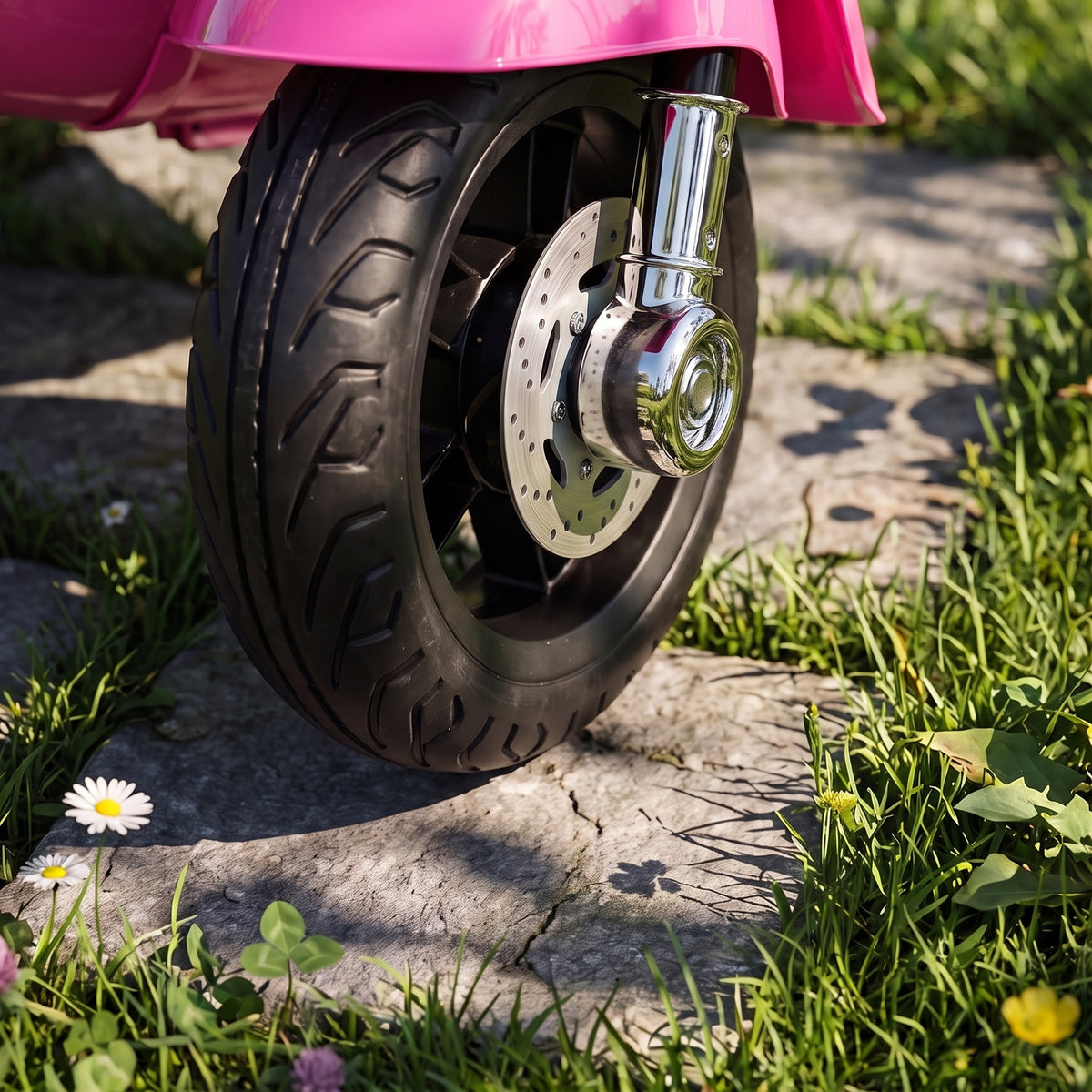 HOMCOM Vespa Licensed 6V Kids Electric Motorbike Ride On Motorcycle  Battery Powered for 18-36 Months with Horn, Pink
