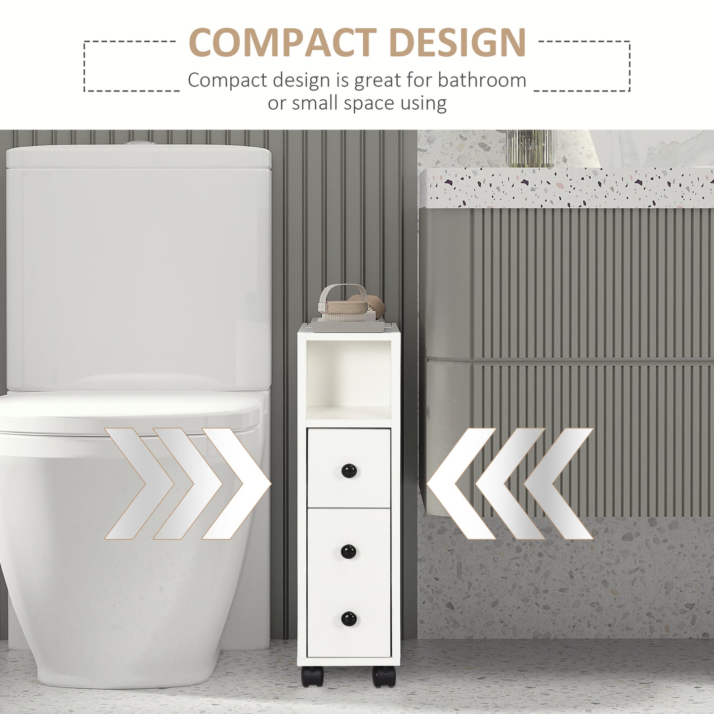 kleankin Slimline Bathroom Storage Cabinet - White